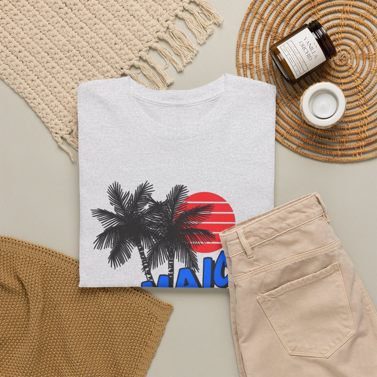 Jamaica Graphic T Shirt Men's Tropical Beach Retro Heavy Cotton Tee