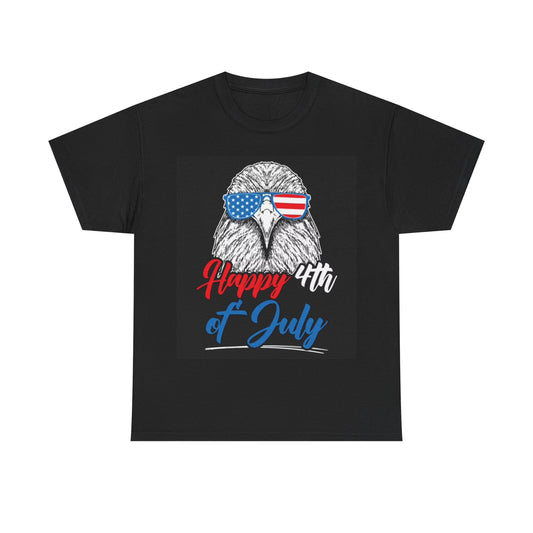 Happy 4th Of July Tshirt American Flag Bald Eagle USA Unisex Heavy Cotton Tee