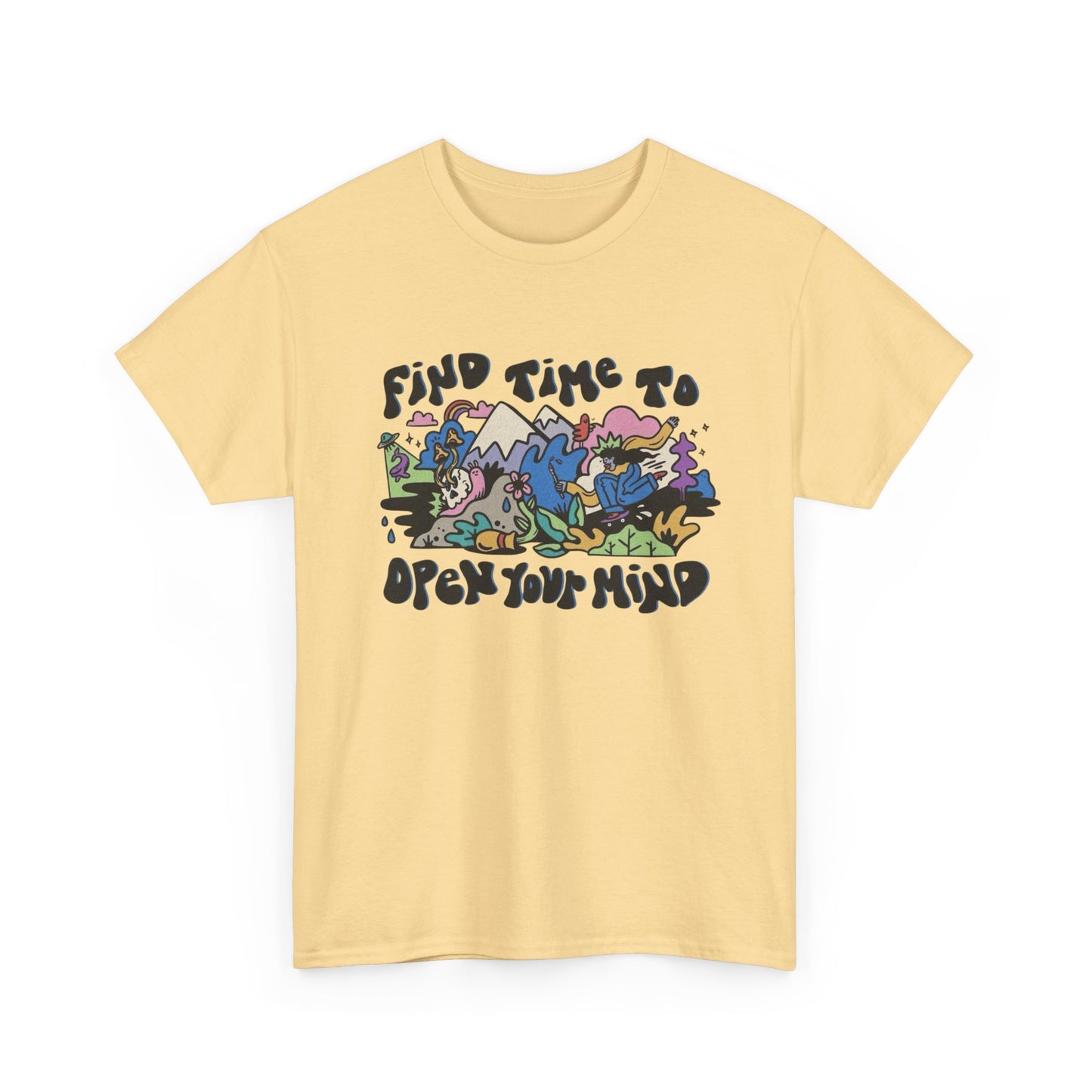 Find Time To Open Your Mind Graphic T Shirt NEW Adult Unisex Heavy Cotton Tee