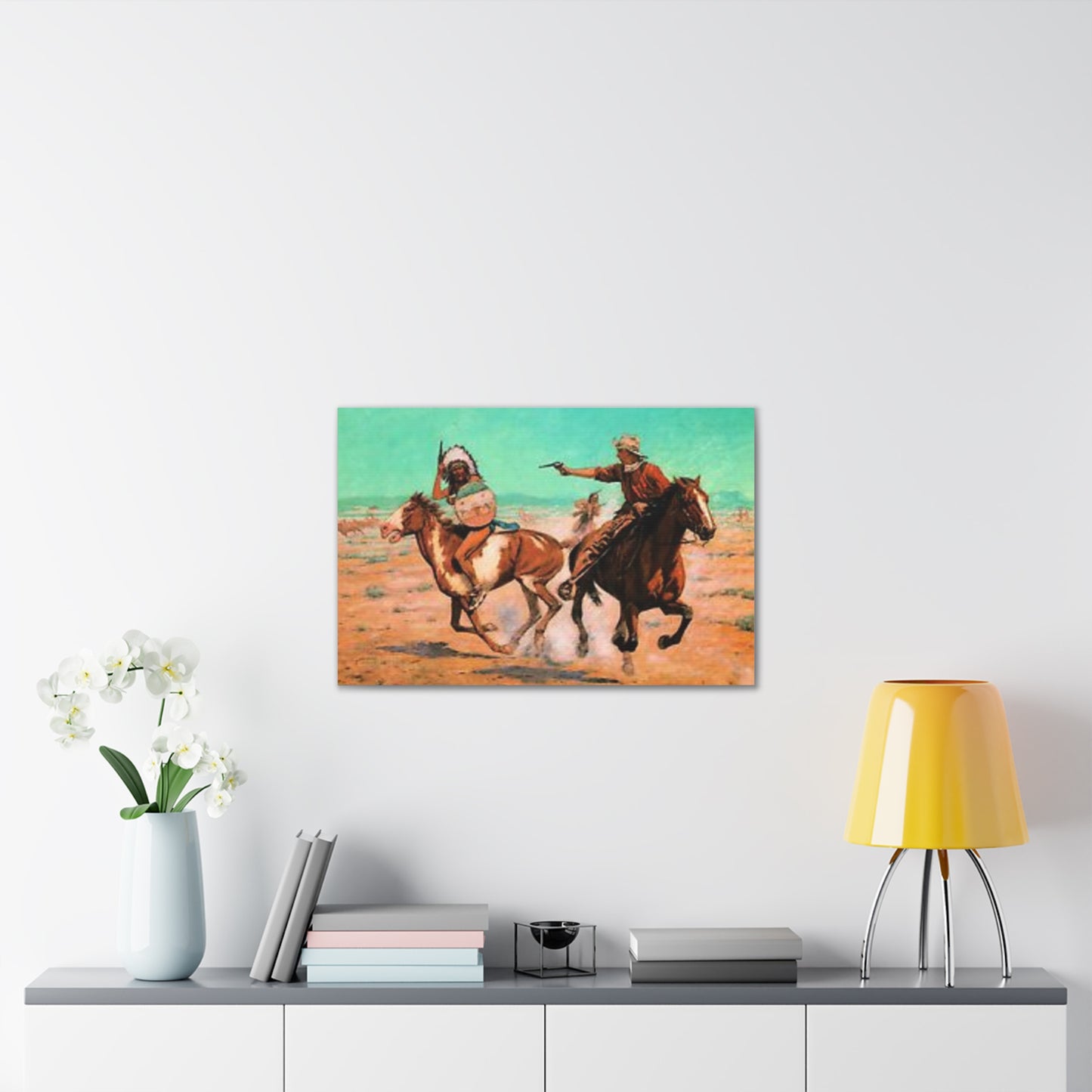 Cowboys And Indians Western AMERICA USA New Print Canvas Stretched, 0.75"