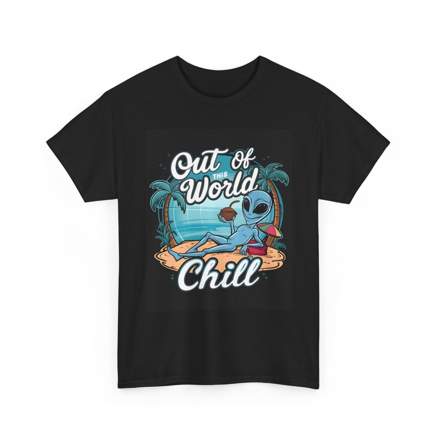 Out Of World Chill Graphic T Shirt Vintage Funny Retro Unisex Heavy Cotton Tee