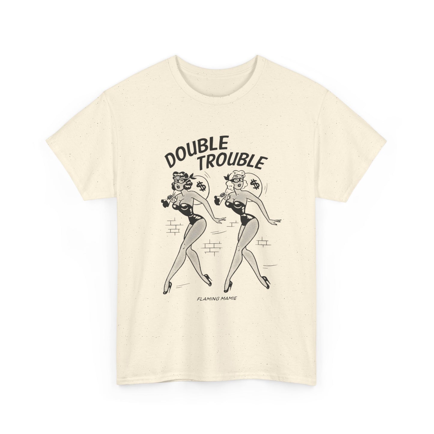 Double Trouble Flaming Mamie Graphic T Shirt Unisex Heavy Cotton Tee NEW Gift