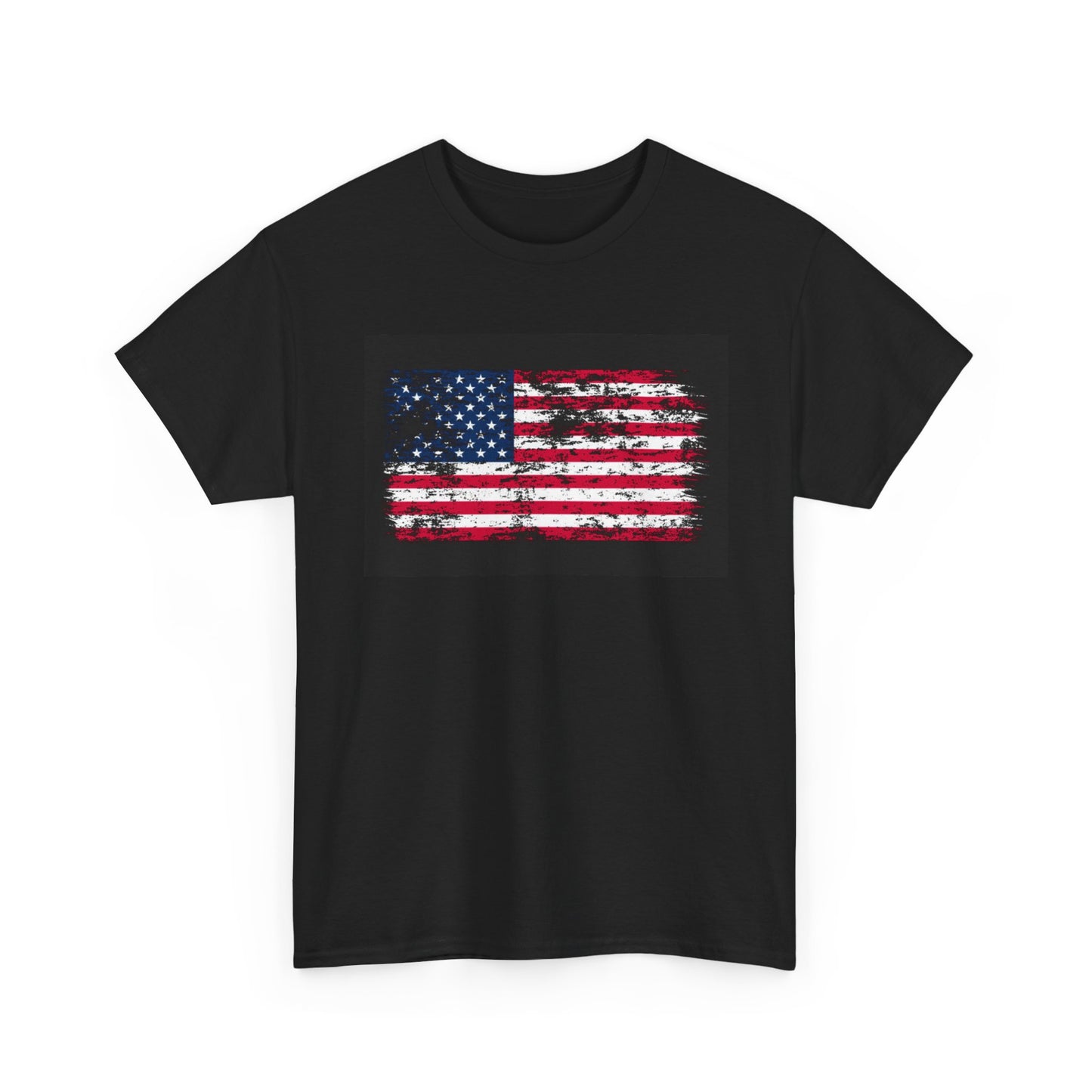 American flag T-shirt military pride tattered flag USA Unisex Heavy Cotton Tee
