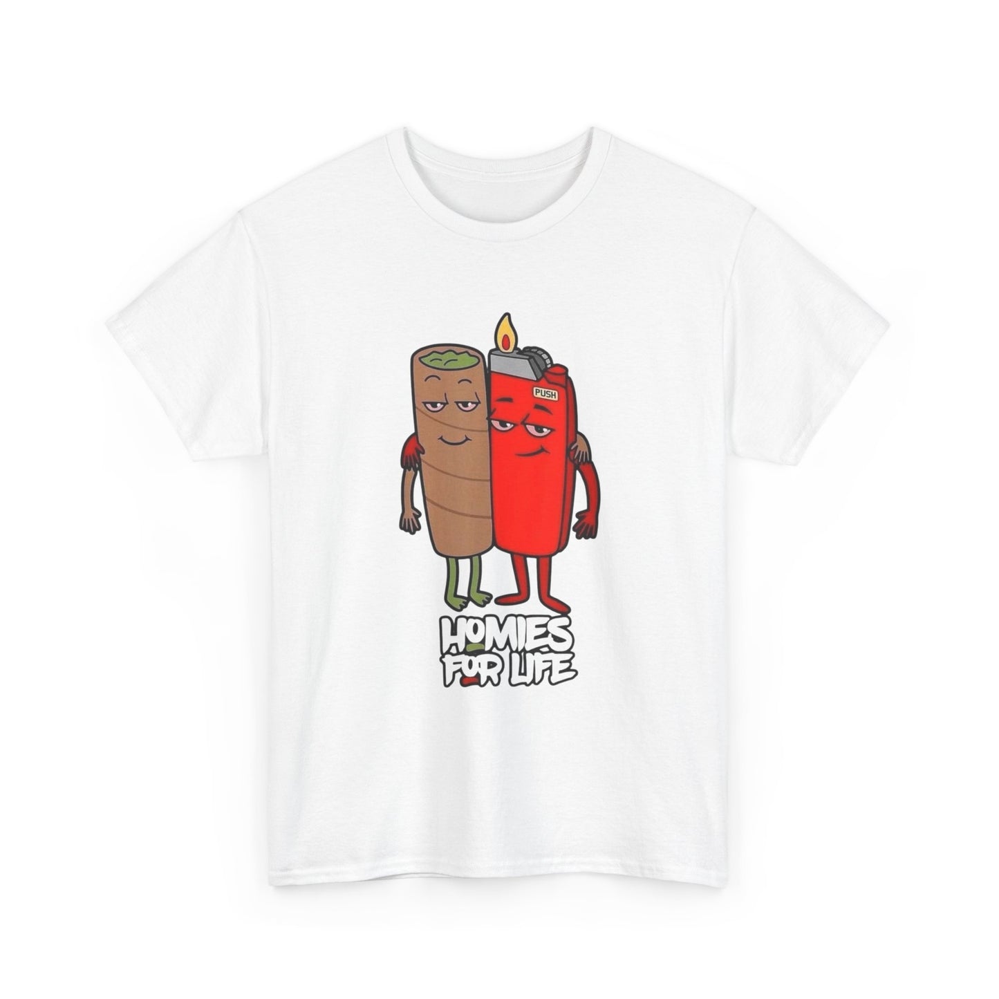 Homies For Life Weed And A Lighter Graphic T Shirt Unisex Heavy Cotton Tee