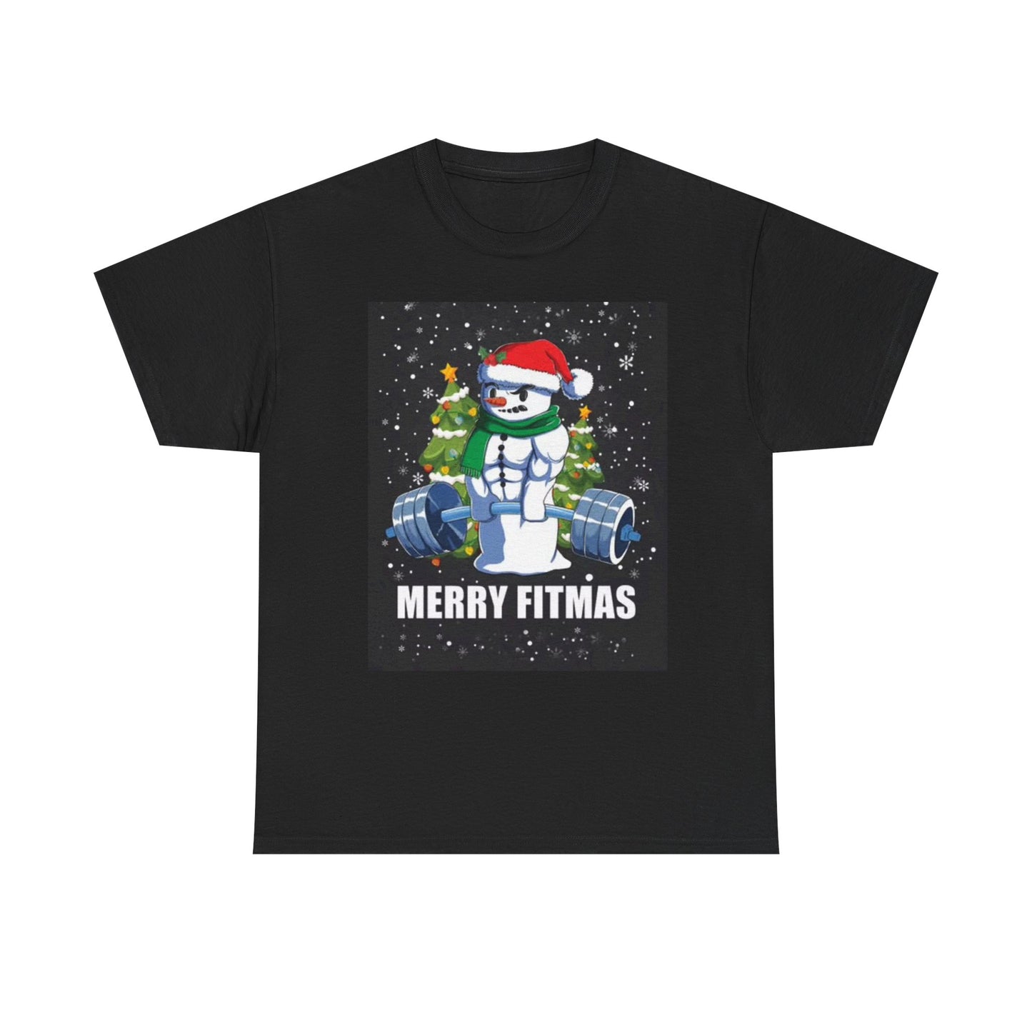 Merry Fitmas Shirt Funny Gym Snowman Christmas Gym Unisex Heavy Cotton Tee