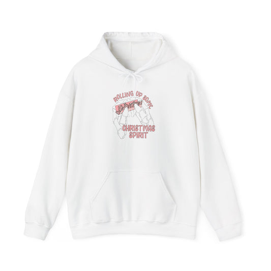 Rolling Up Christmas Spirit Funny Graphic Hoodie Heavy Blend™ Hooded Sweatshirt