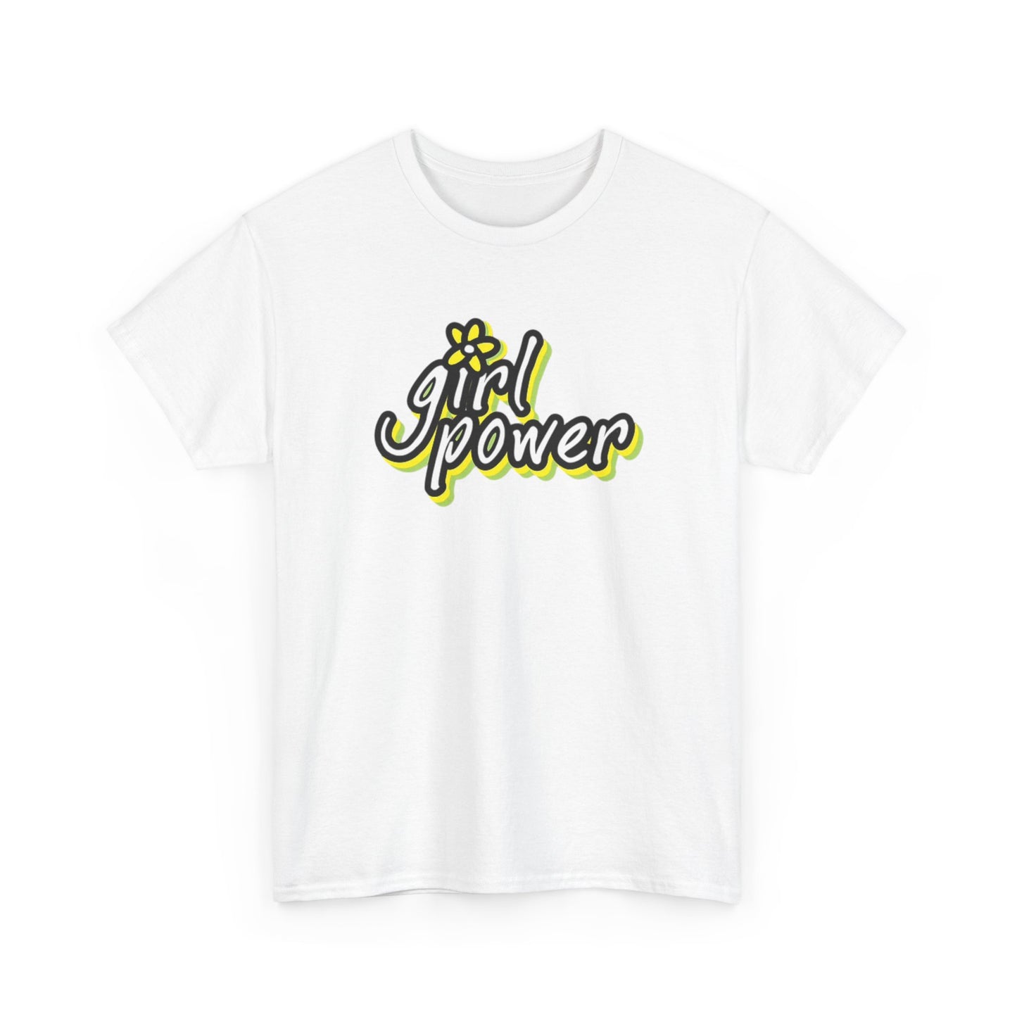 Girl Power Graphic T Shirt Girly Tee Retro Flower Power Unisex Heavy Cotton Tee