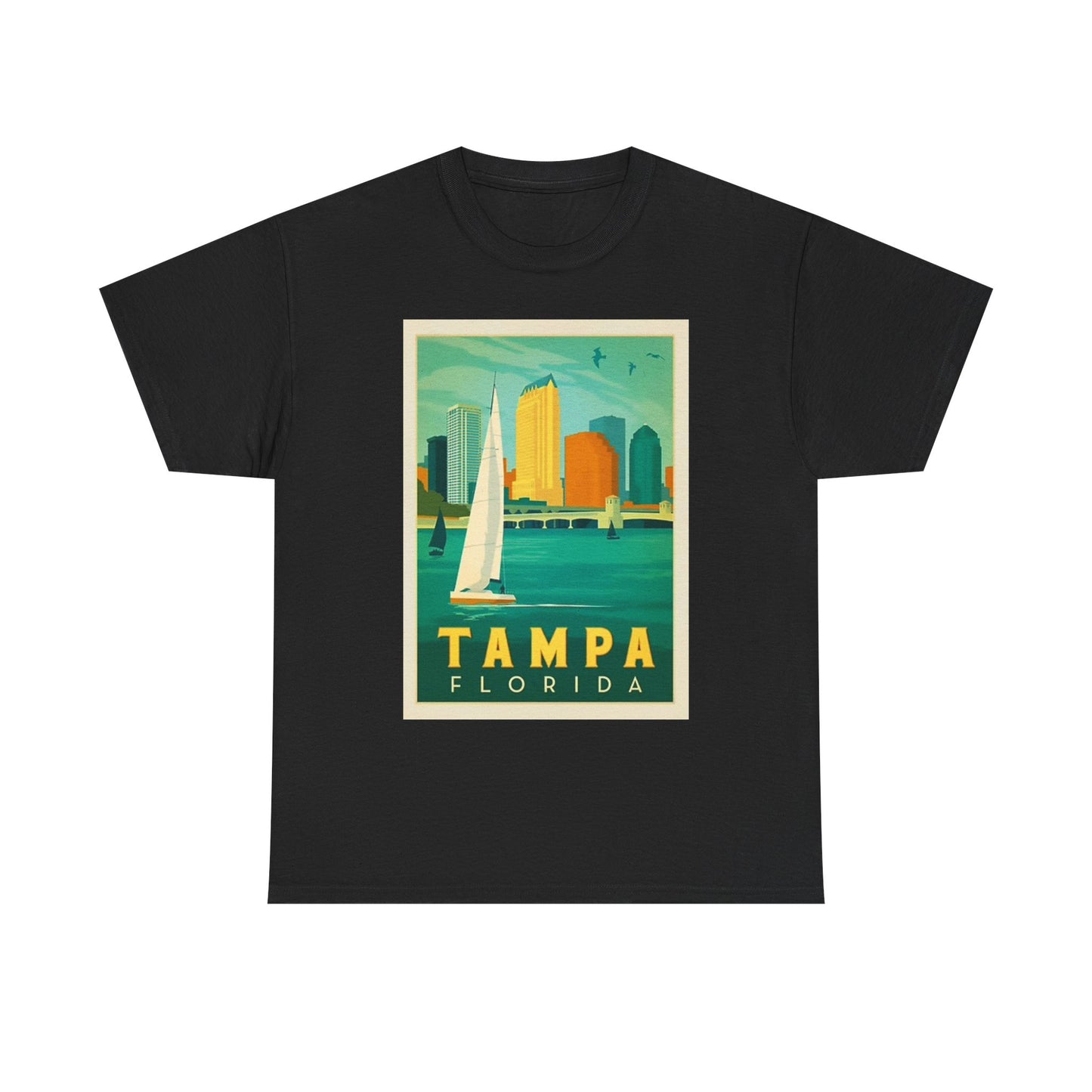 Tampa Florida Graphic T Shirt Vintage Sailing Beach Unisex Heavy Cotton Tee