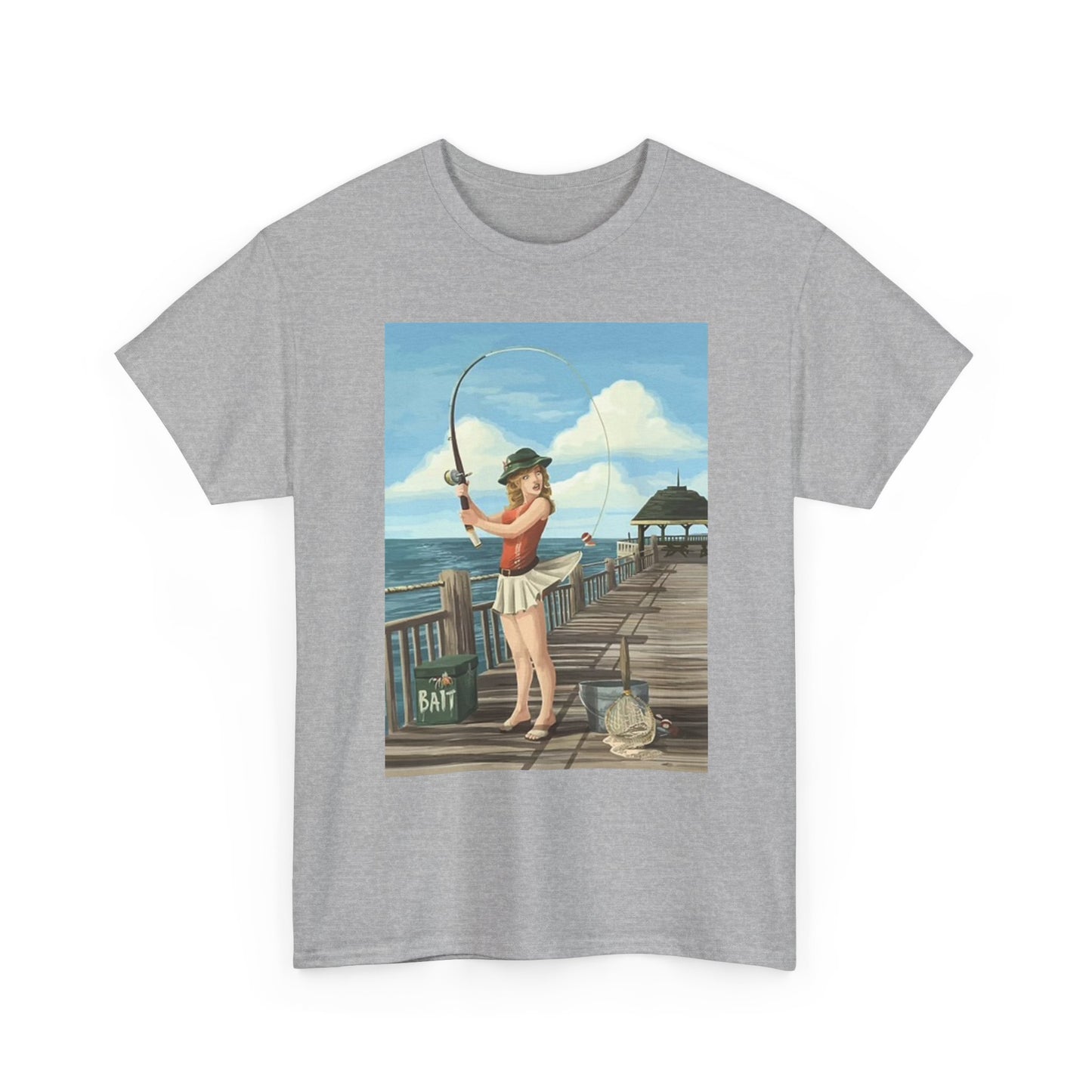 Fishing Graphic T Shirt Funny Women Fishing Unisex Heavy Cotton Tee