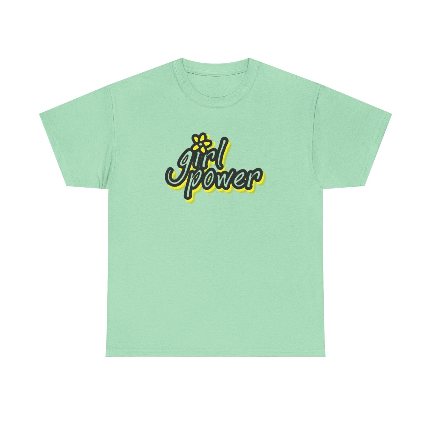 Girl Power Graphic T Shirt Girly Tee Retro Flower Power Unisex Heavy Cotton Tee