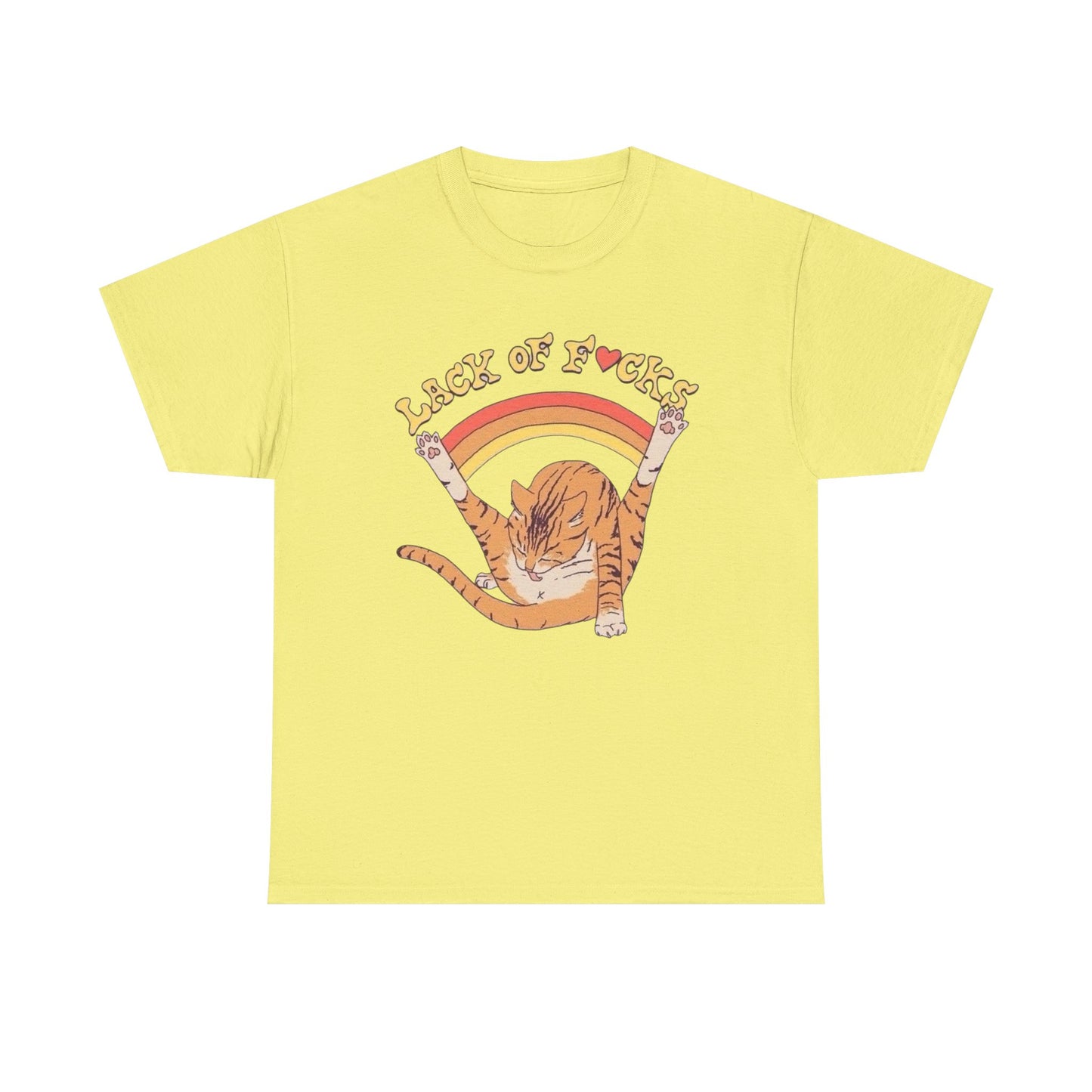 Lack Of Cares Funny Cat Rainbow Graphic T Shirt NEW Adult Tee
