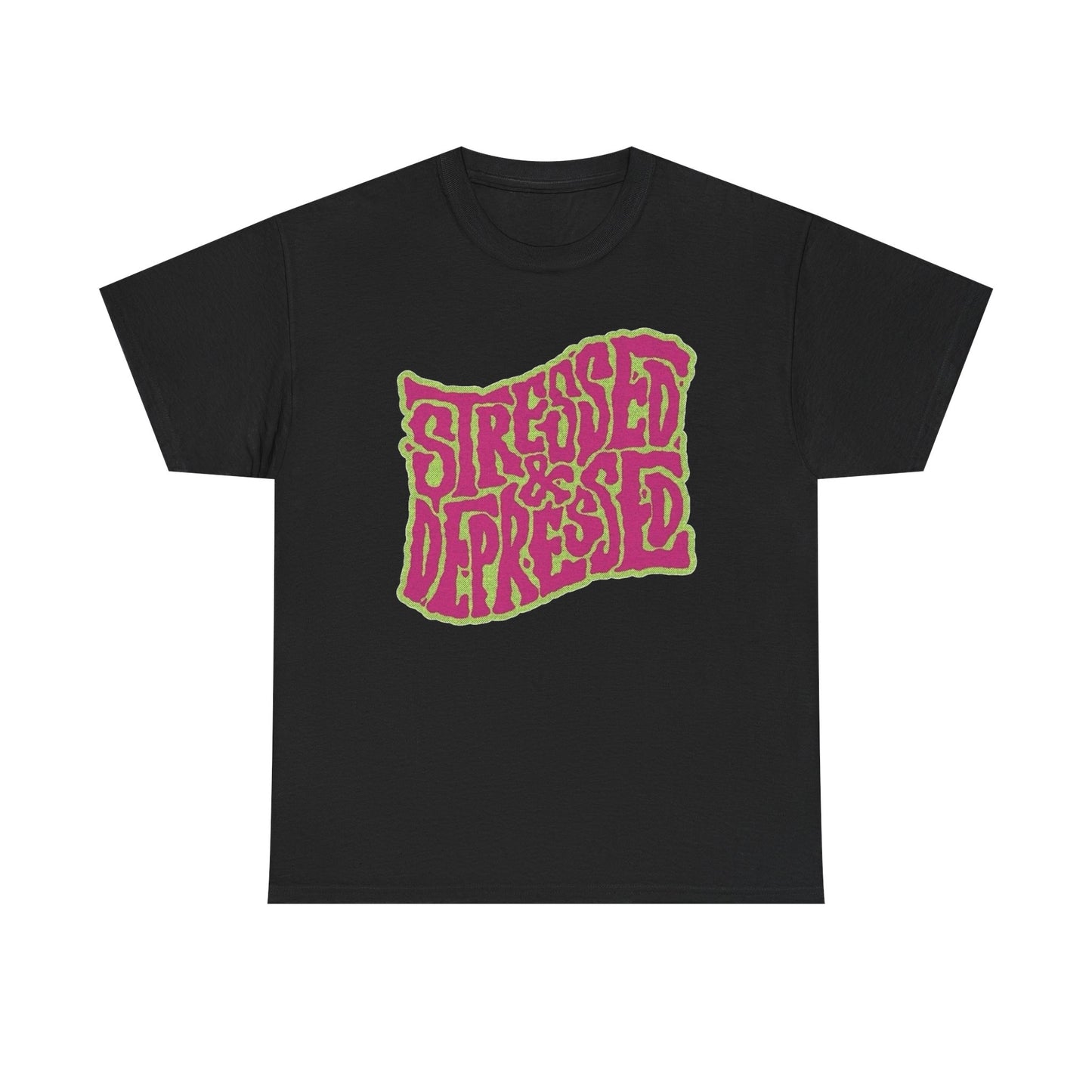 Stressed And Depressed Graphic T Shirt Unisex Heavy Cotton Tee