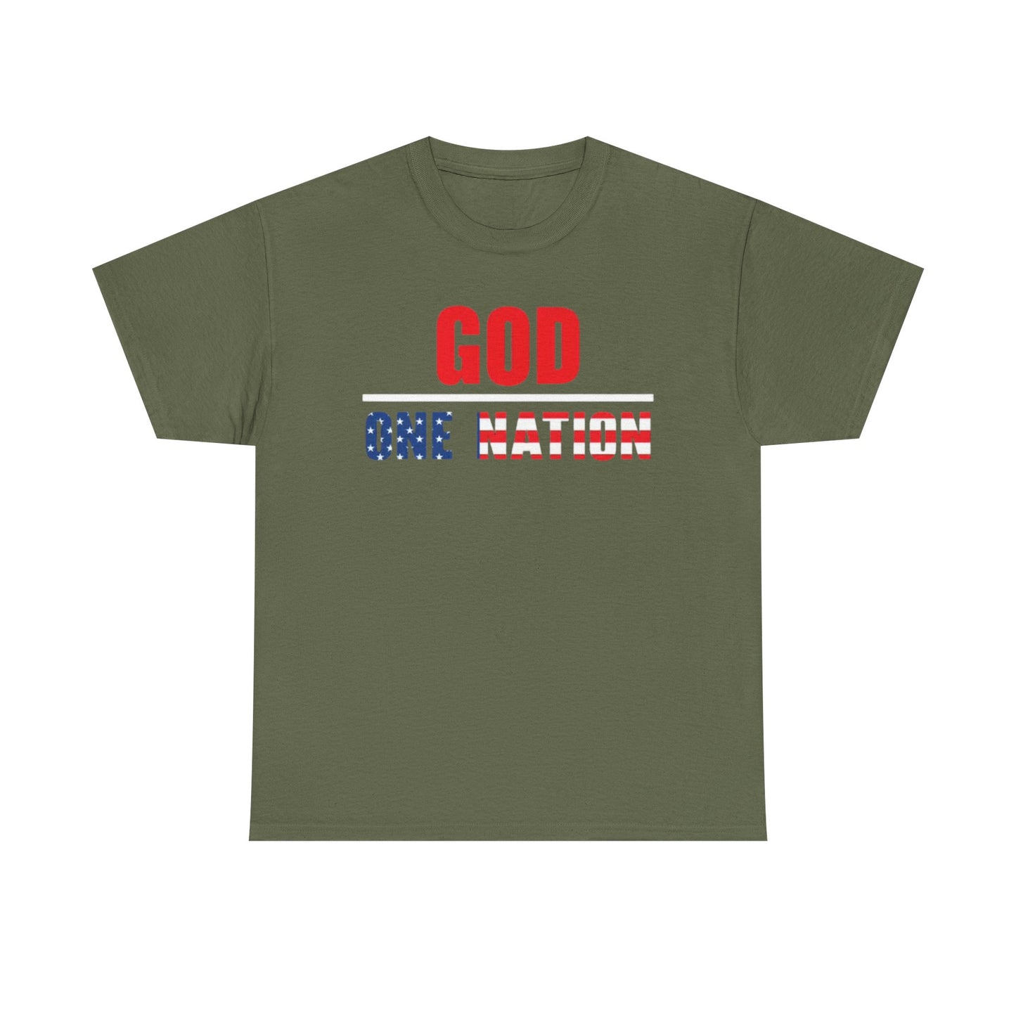 God One Nation Tshirt American Flag USA 1776 July 4th Unisex Heavy Cotton Tee