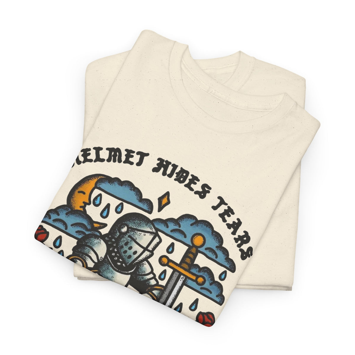 Helmet Hides Tears Medieval Graphic T Shirt Men's Heavy Cotton Tee