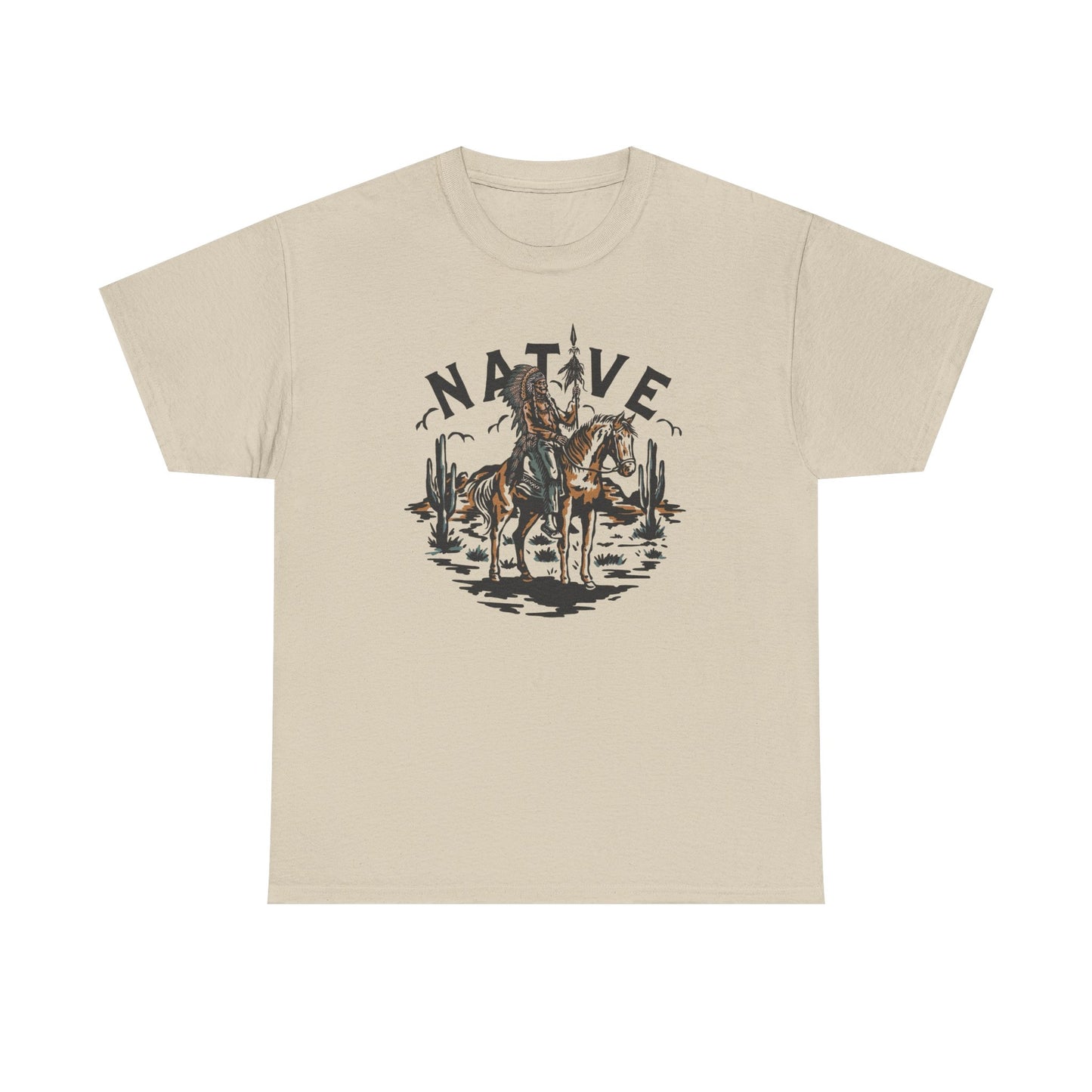 Native American Horse Vintage Graphic T Shirt Unisex Heavy Cotton Tee New Gift