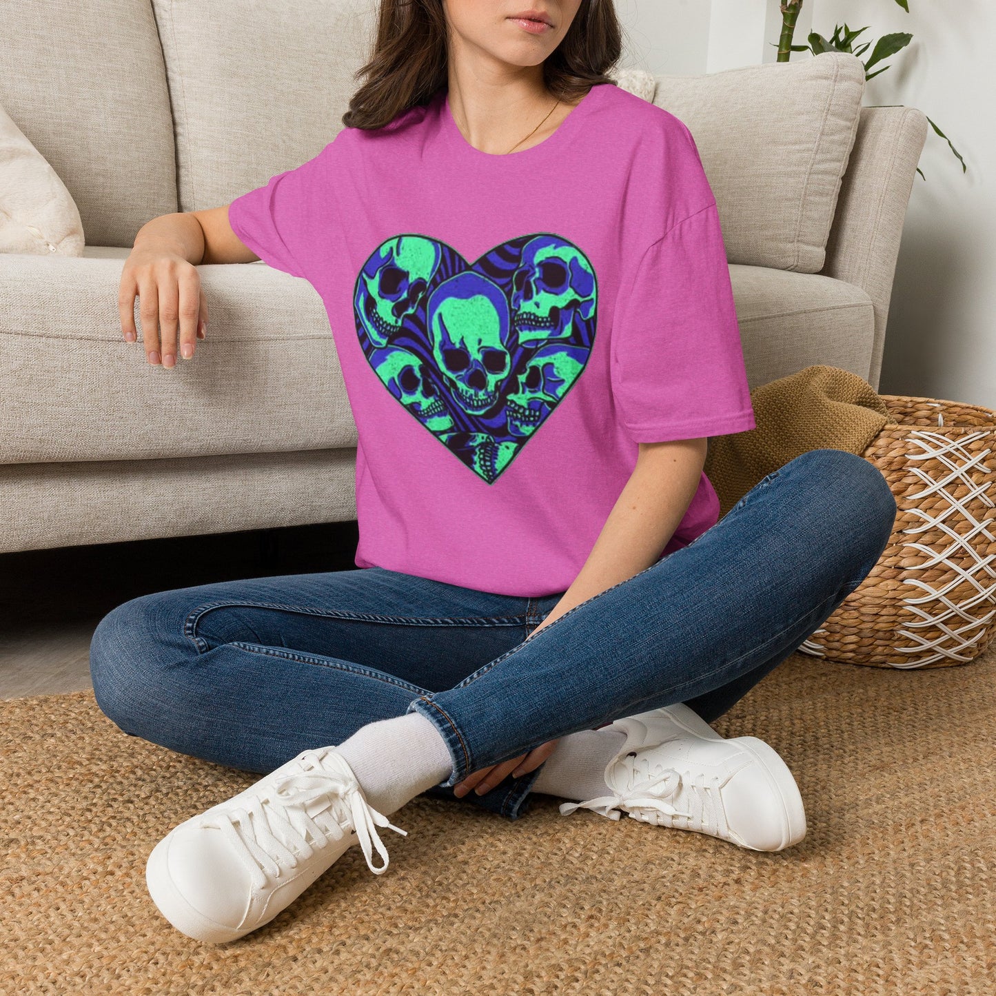 Death Heart Graphic T Shirt Retro Skeleton Unisex Softstyle T-Shirt
