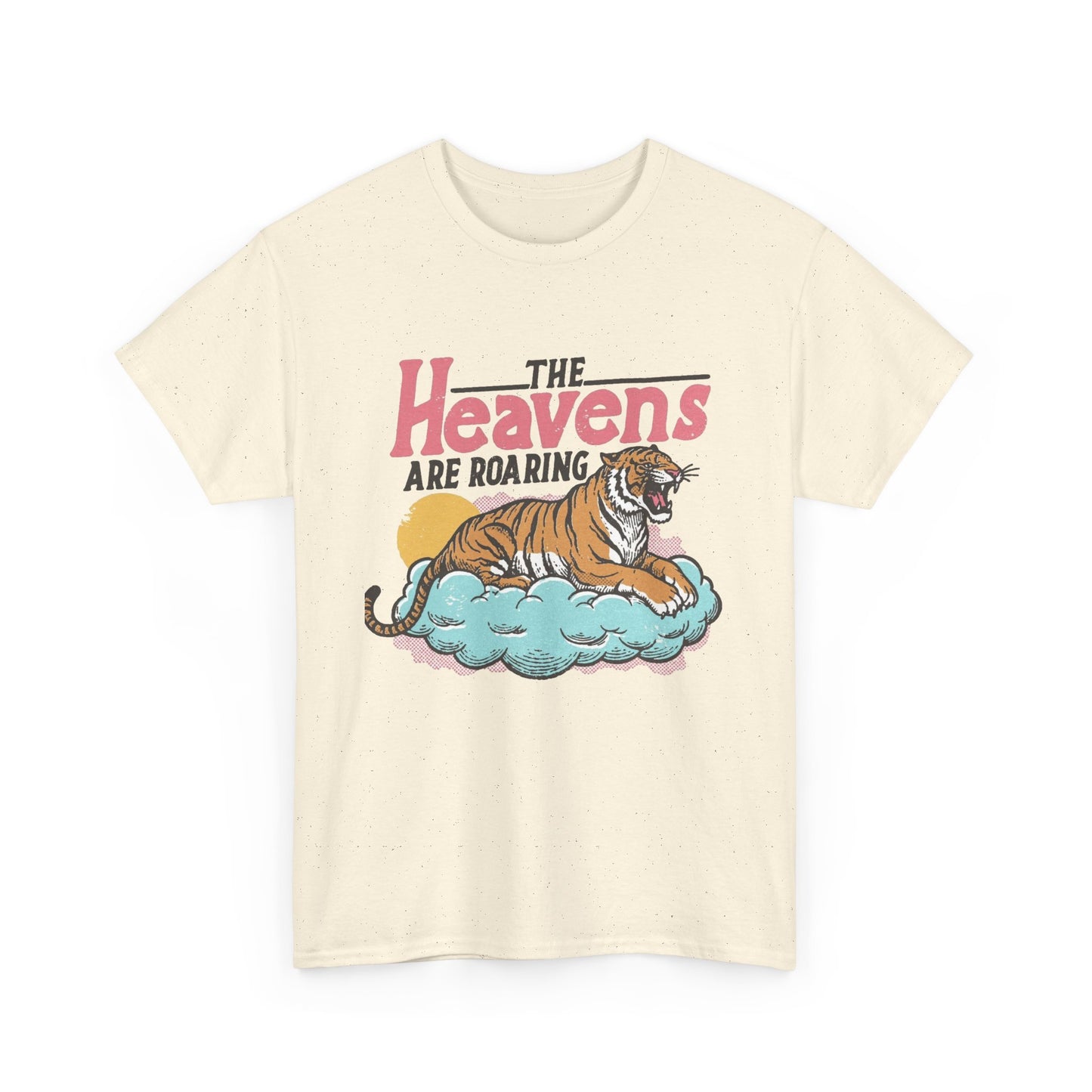 The Heavens Are Roaring Tiger Retro Graphic T Shirt Regular Men's Heavy Cotton Tee