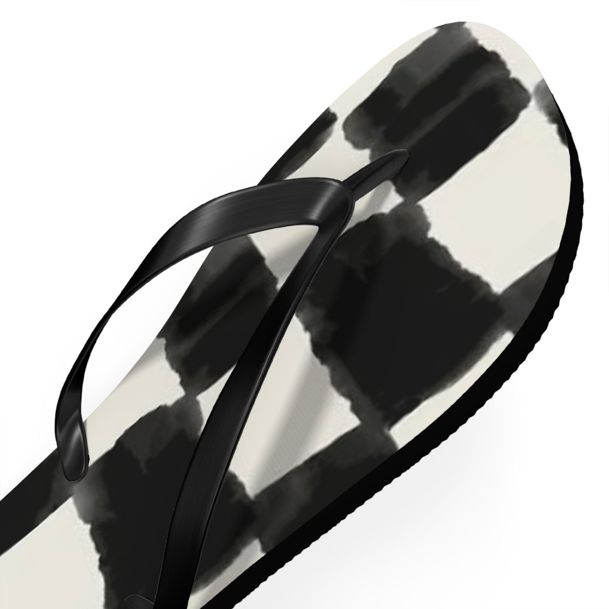 Checkered Black And White Sandals, Beach Shoes, Vacation Flip Flops, Pool Slides
