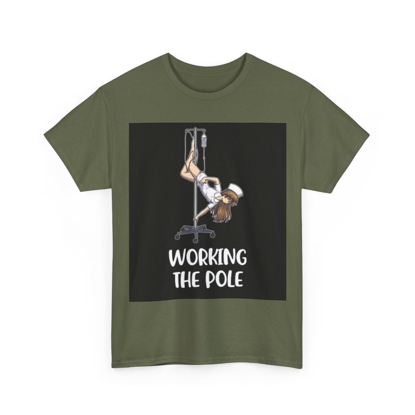 Nurse Working The Pole Funny Graphic T Shirt Doctor Unisex Heavy Cotton Tee