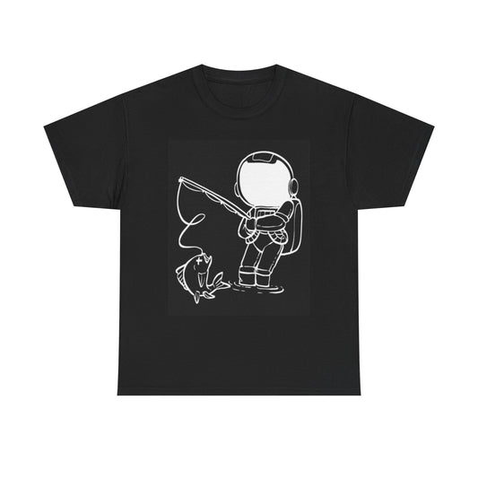 Astronaut Fishing In Space T Shirt Vintage Retro Unisex Heavy Cotton Tee