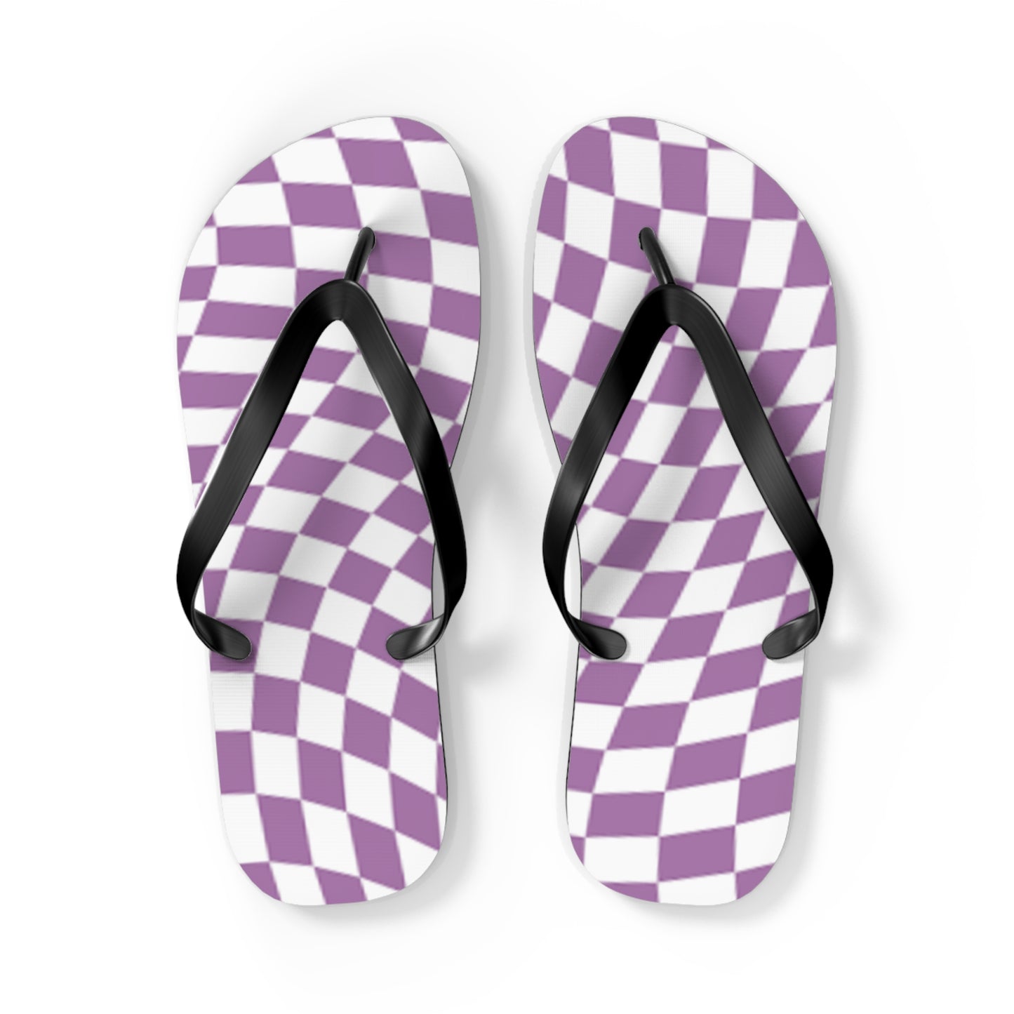 Wavy Checkered Purple Sandals, Beach Shoes, Vacation Flip Flops, Pool Slides