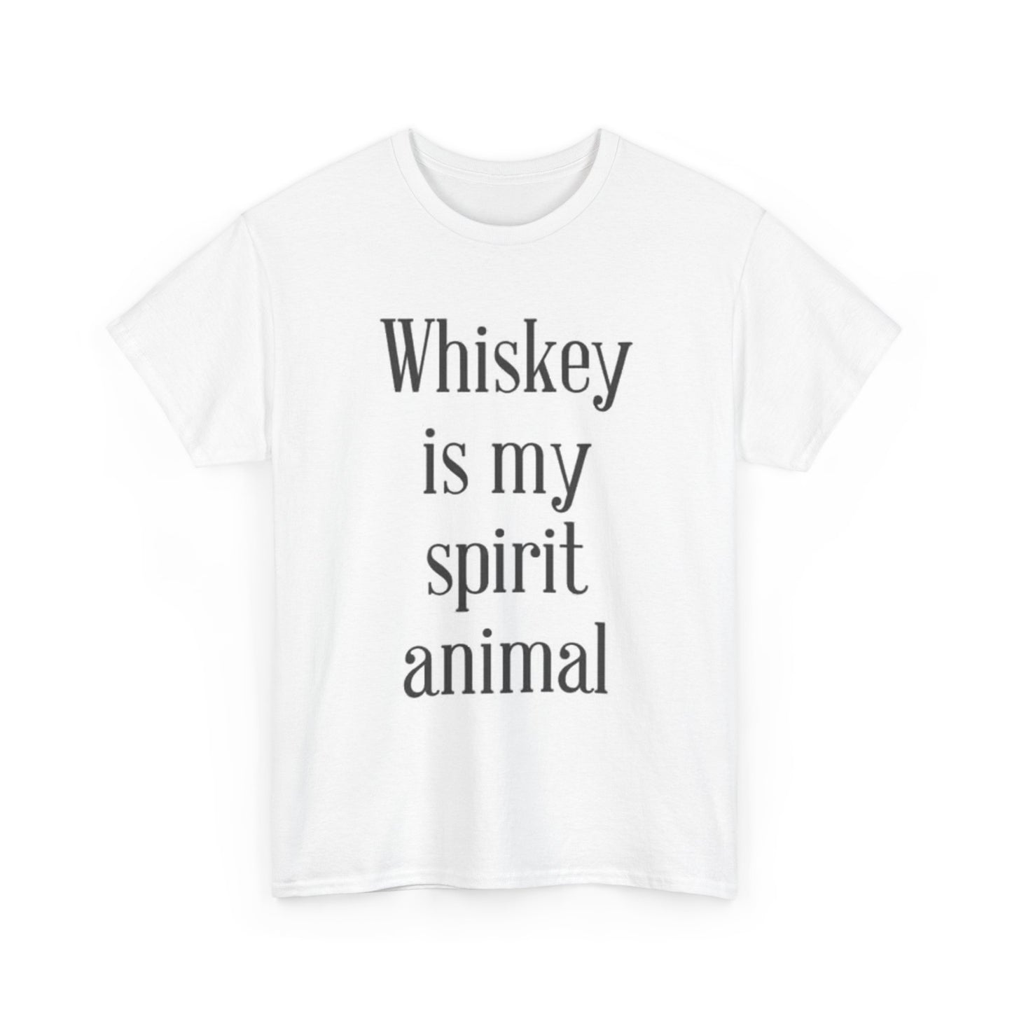 Whiskey Is My Spirit Animal Graphic T Shirt Funny Unisex Heavy Cotton Tee