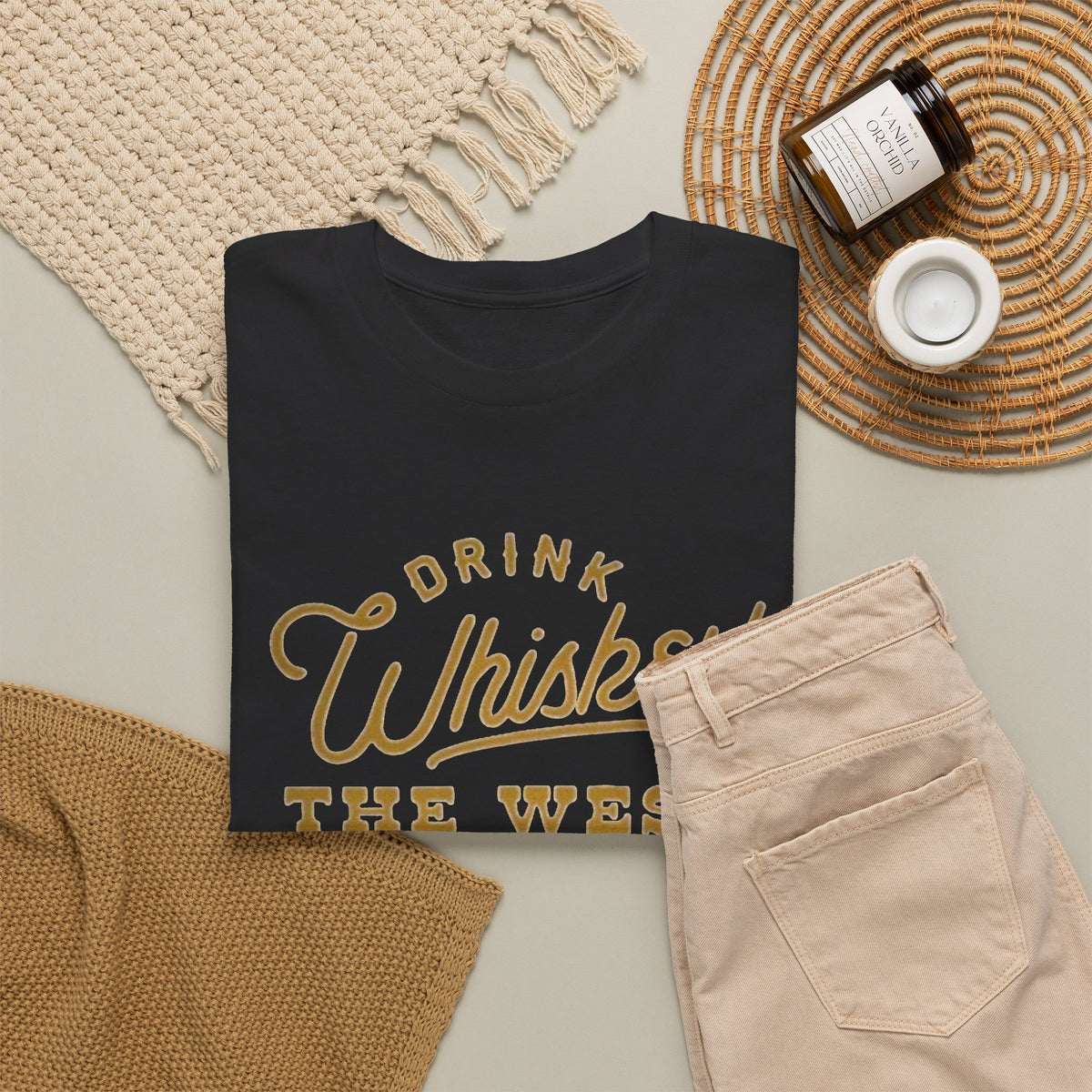 Drink Whiskey Graphic T Shirt Men's Classic Retro Heavy Cotton Tee