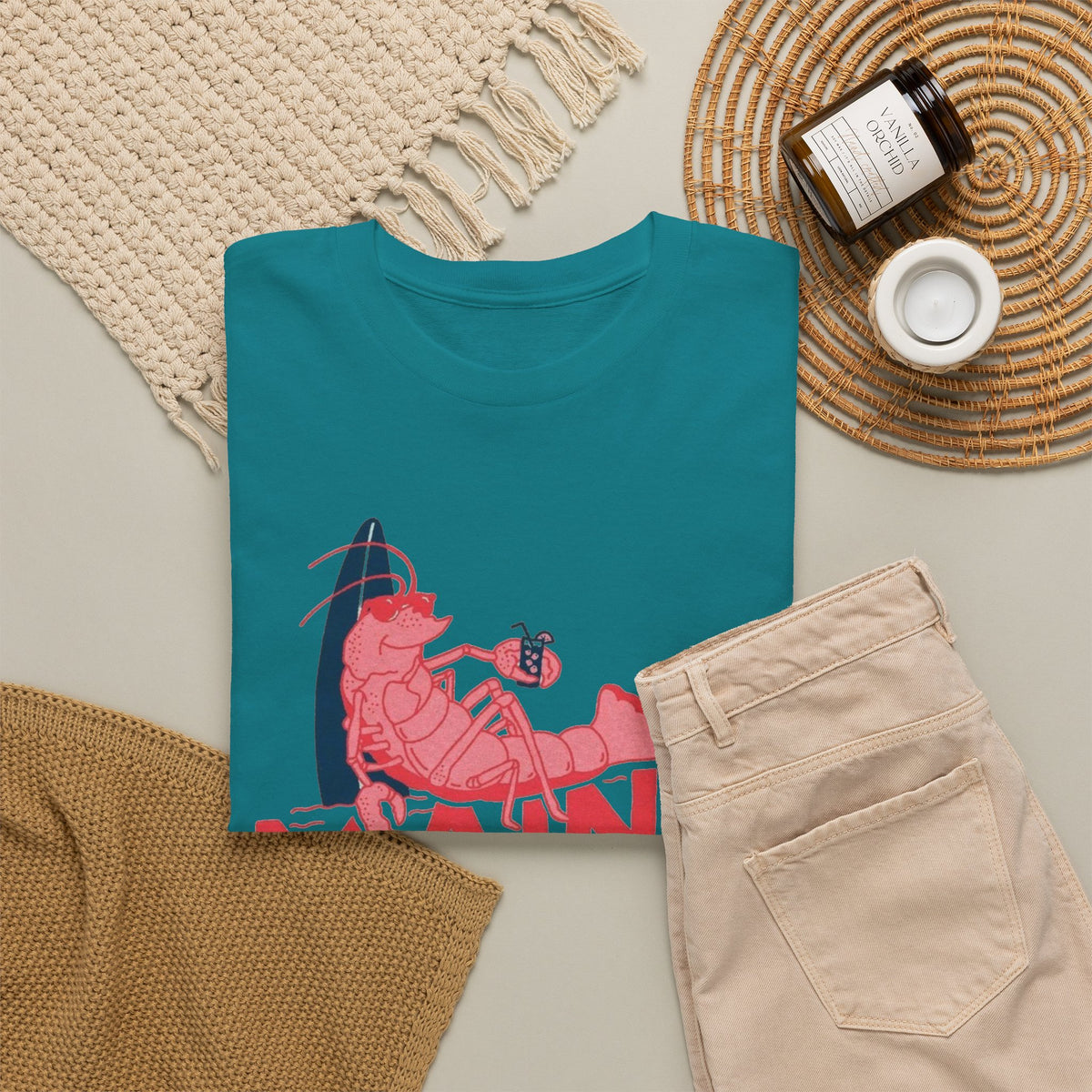 Maine York Beach Lobster Tee | Coastal Vacation Shirt Men's Graphic T Shirt