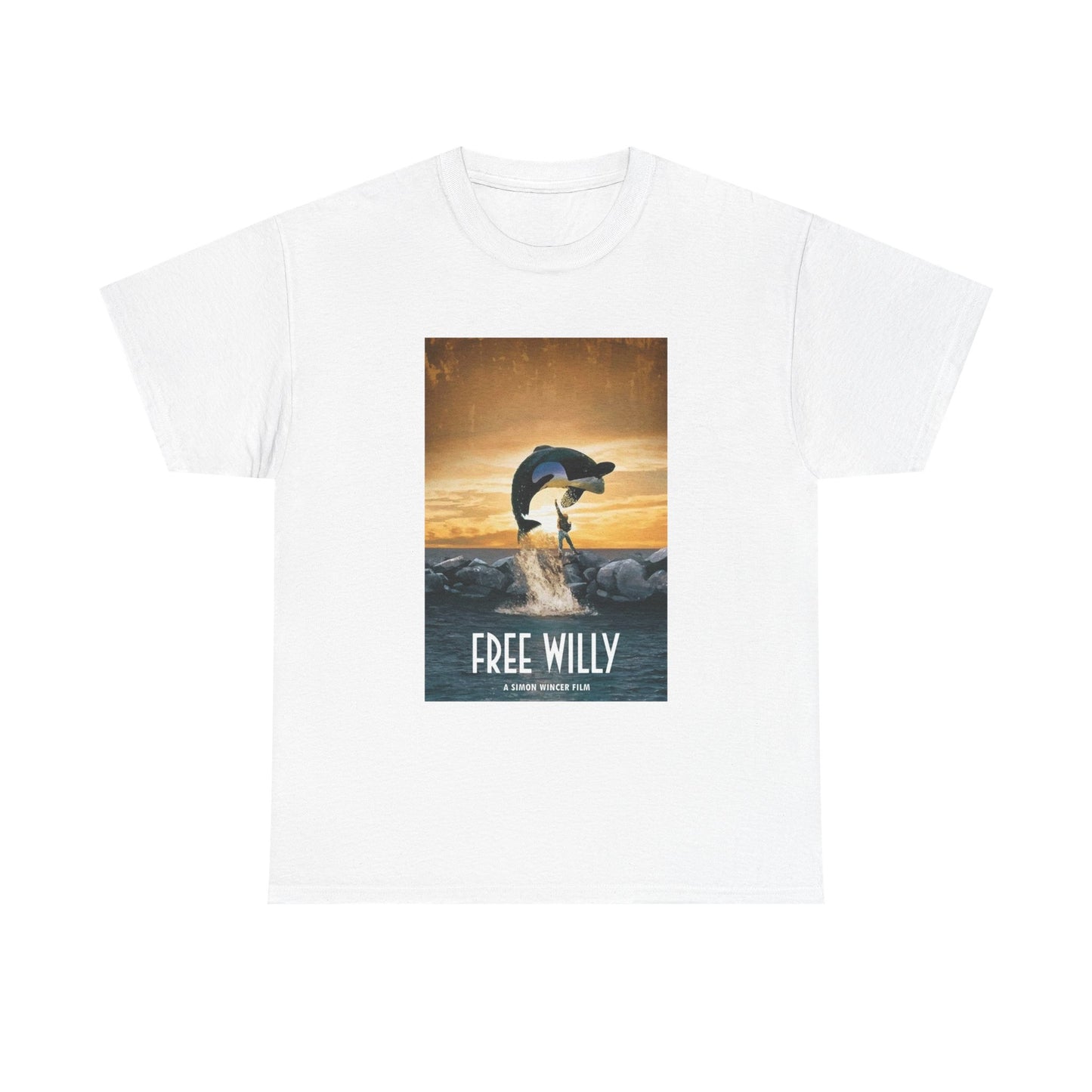 Free Willy Tshirt Vintage Movie Poster 90s Kids Retro Unisex Heavy Cotton Tee