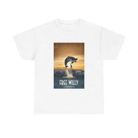 Free Willy Tshirt Vintage Movie Poster 90s Kids Retro Unisex Heavy Cotton Tee