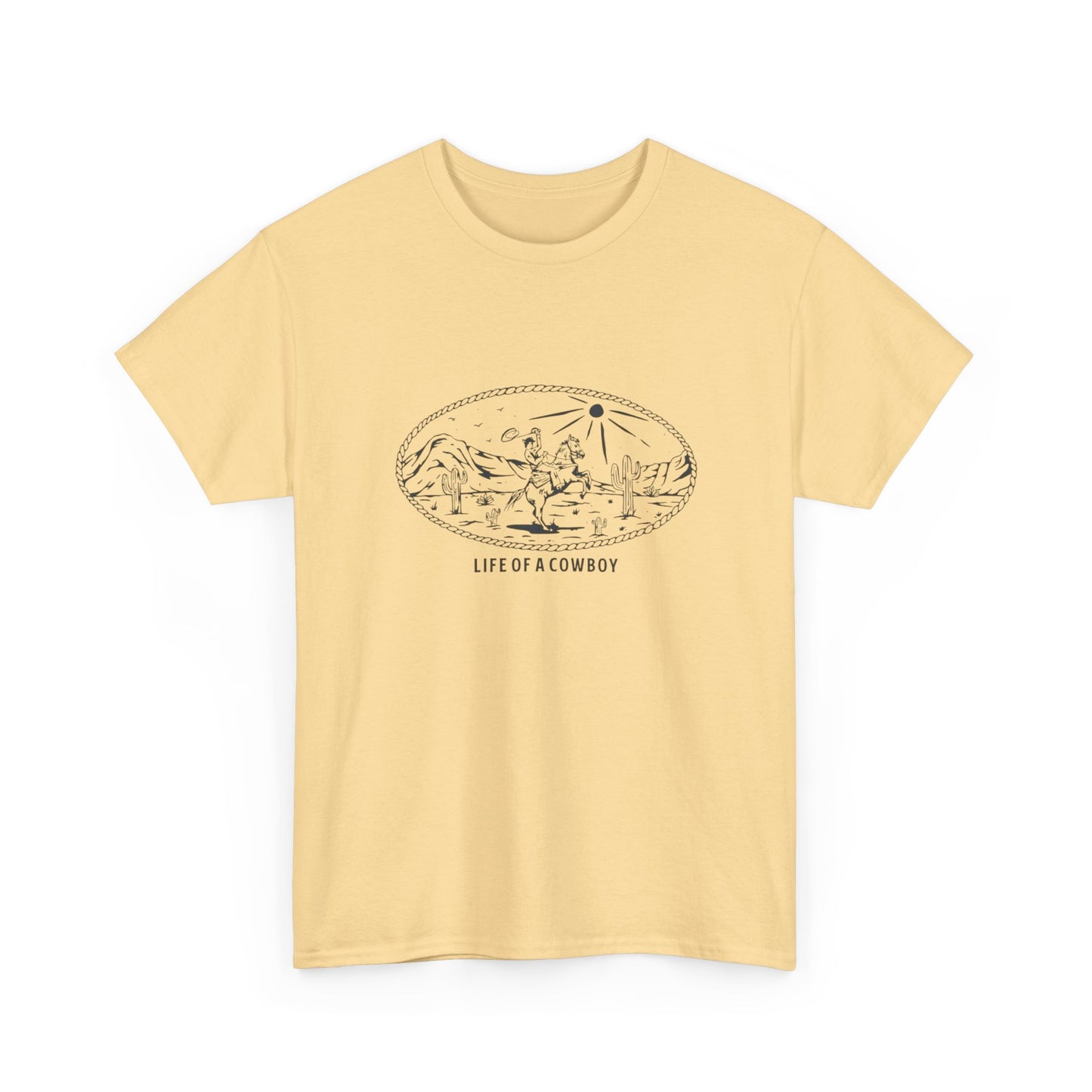 Life Of A Cowboy Graphic T Shirt Unisex Heavy Cotton Tee
