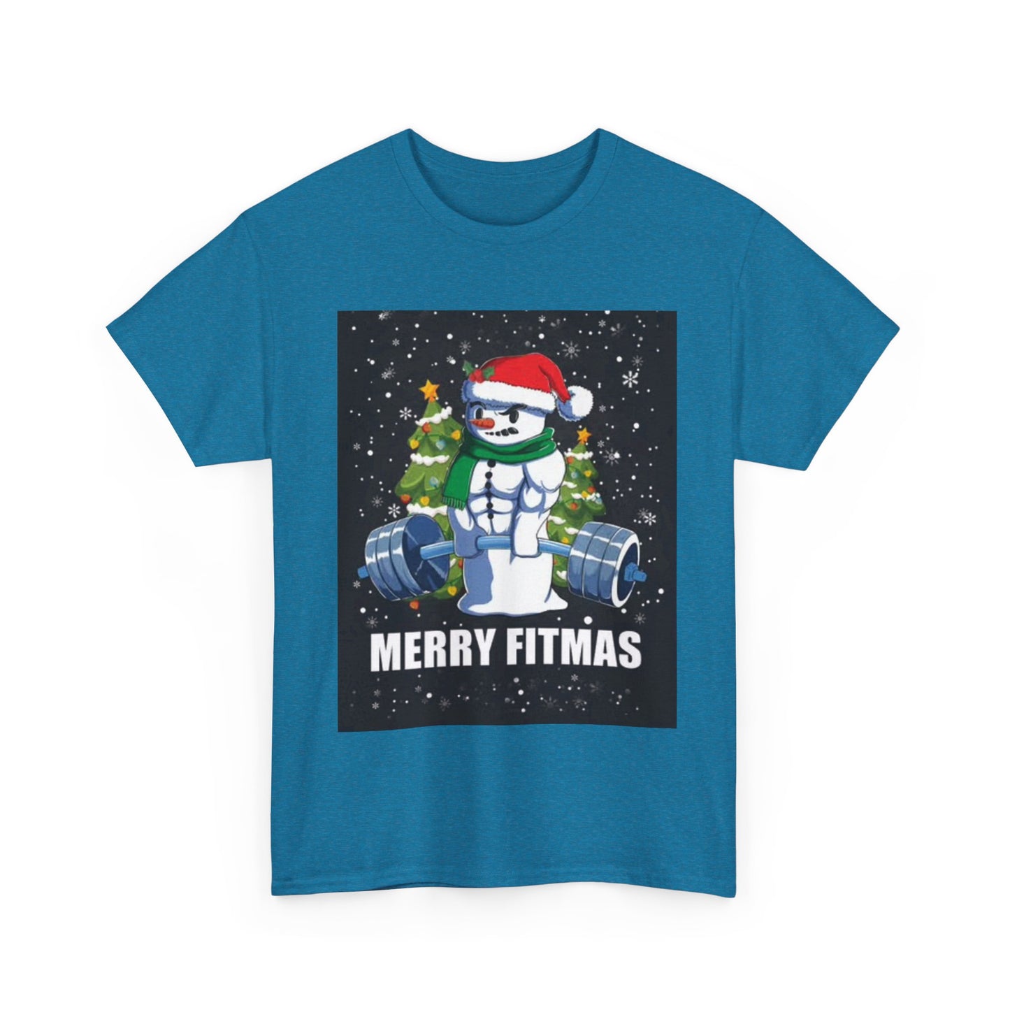 Merry Fitmas Shirt Funny Gym Snowman Christmas Gym Unisex Heavy Cotton Tee