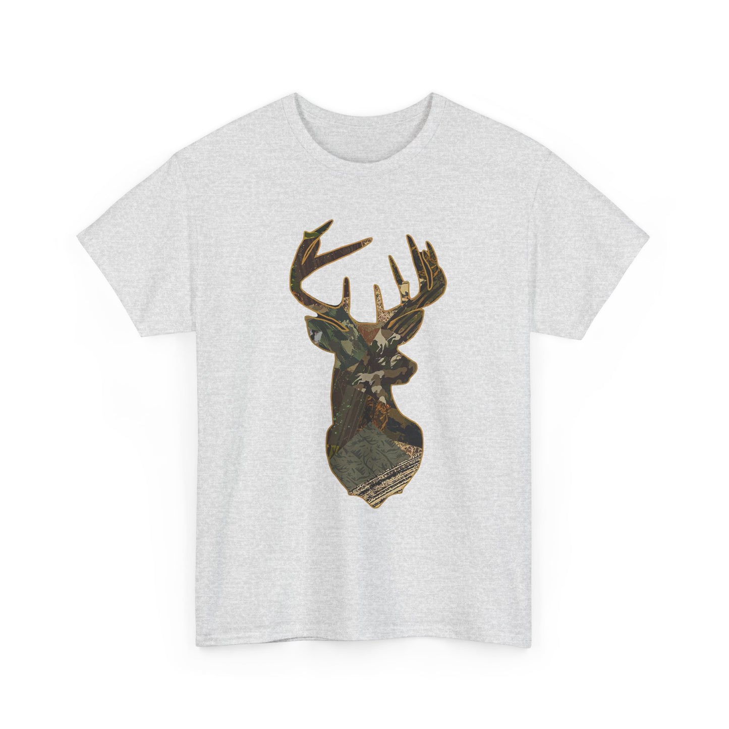 Camo Deer Buck Graphic T Shirt Unisex Heavy Cotton Tee NEW
