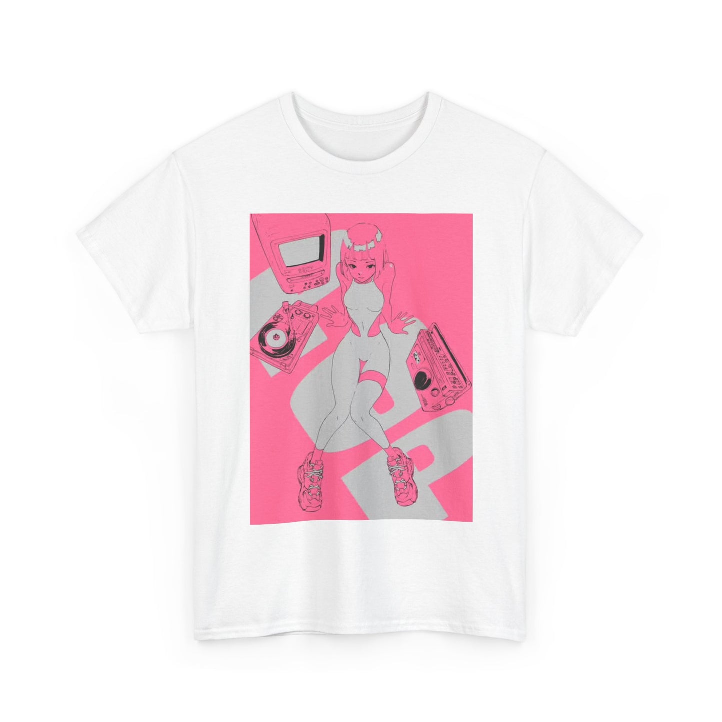 Waifu Anime T-shirt Girl Graphic Cartoon Retro Gaming Unisex Heavy Tee Gamer 26