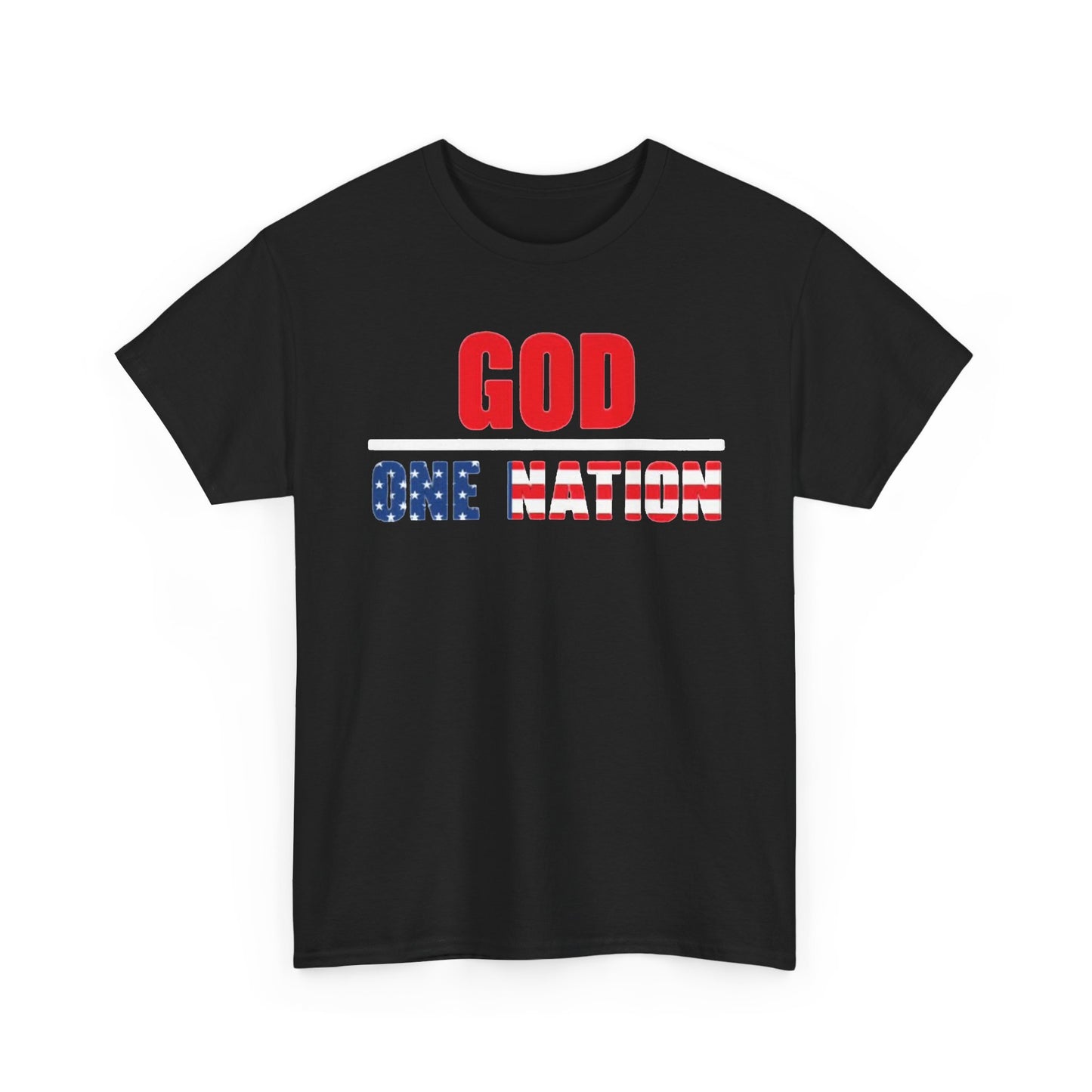 God One Nation Tshirt American Flag USA 1776 July 4th Unisex Heavy Cotton Tee