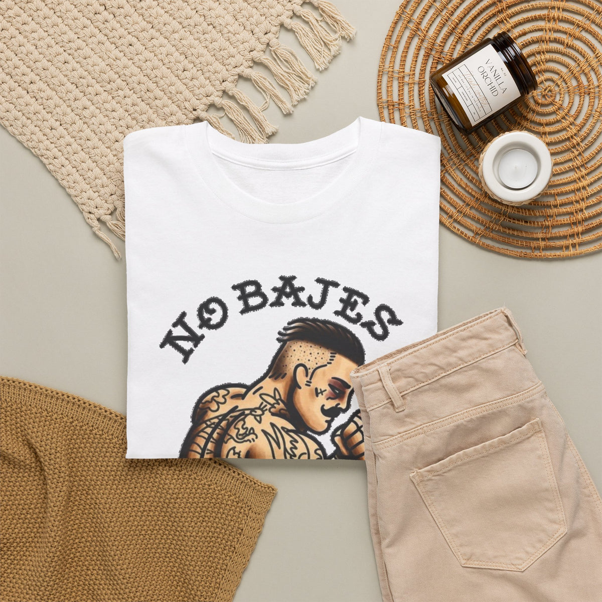 No Rules Luchador Tattoo Graphic T-Shirt Men's Tee