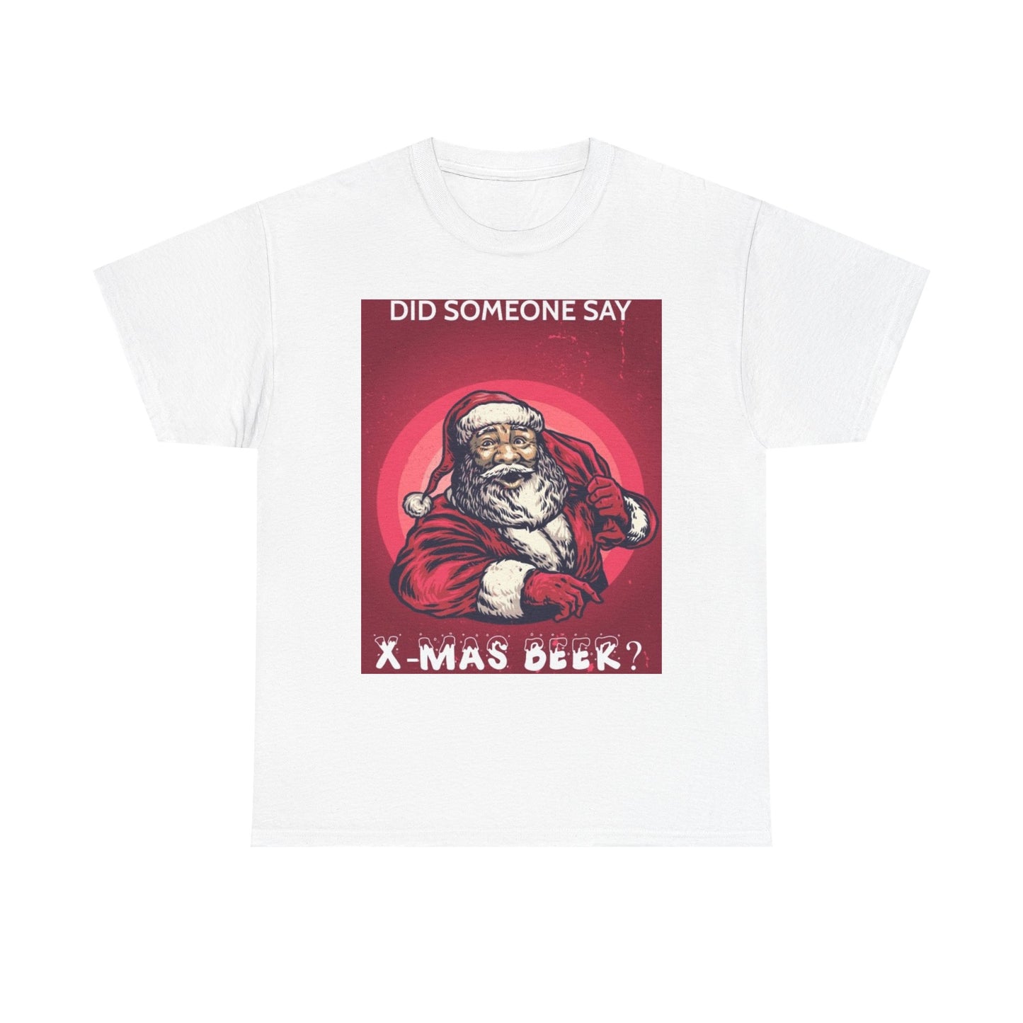 Xmas Beers T Shirt Funny Santa Graphic Christmas Unisex Heavy Cotton Tee
