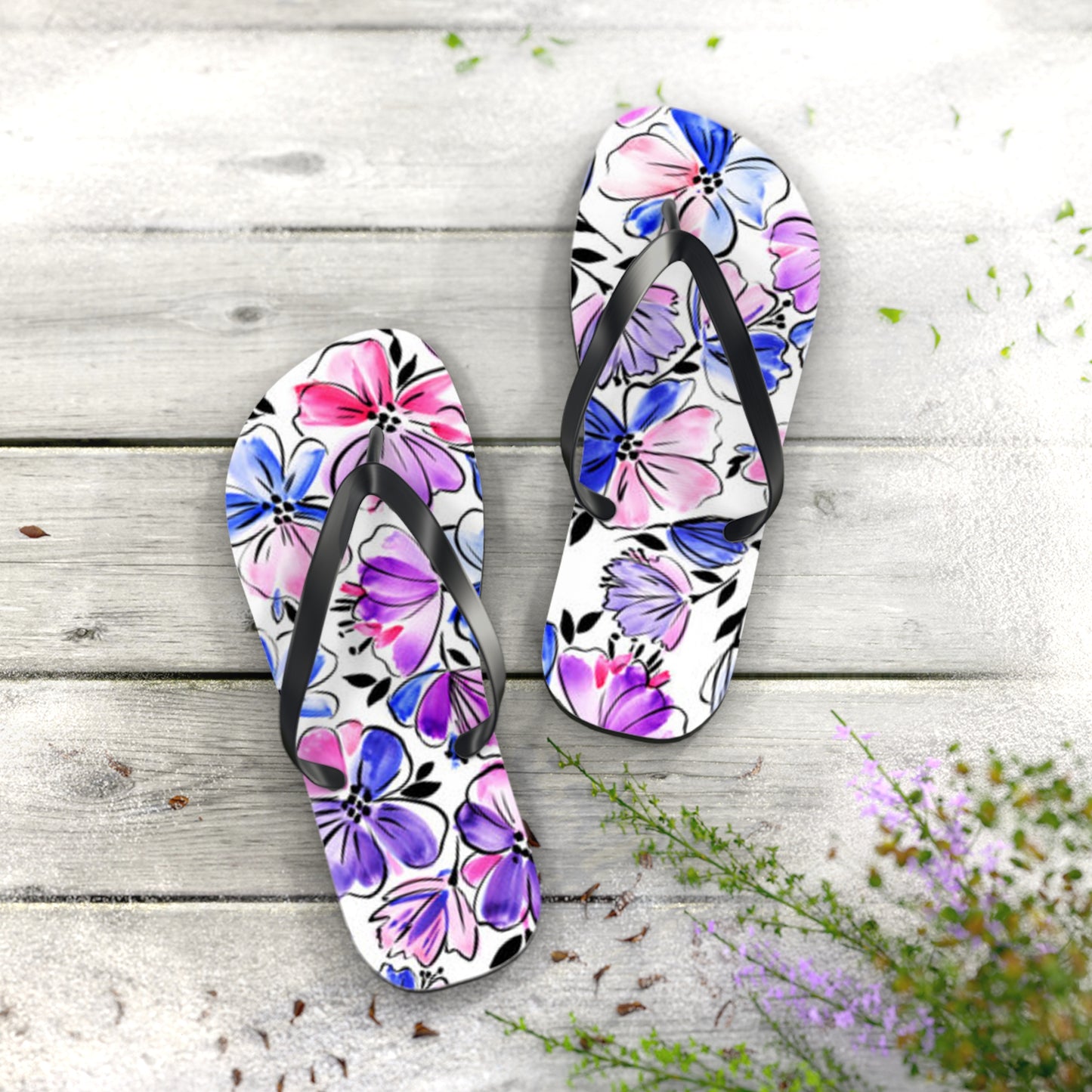 Blue Flowers Summer Sandals Summer Flip Flops Slides BRAND NEW