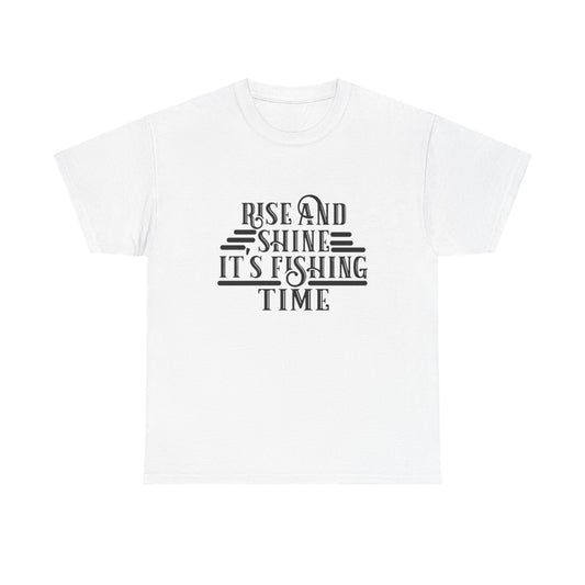 Rise And Shine Its Fishing Time Graphic T Shirt NEW ADULT TEE VINTAGE