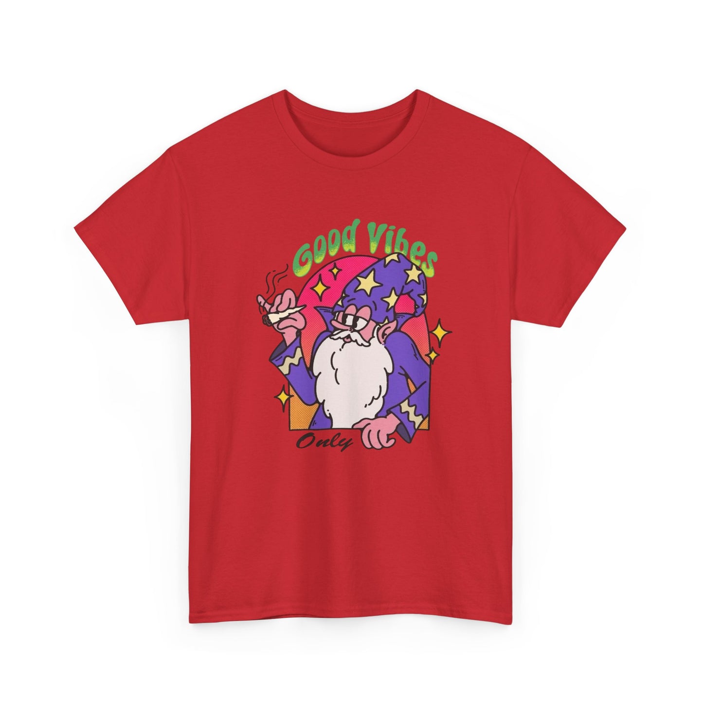 Only Good Vibes Wizard T Shirt Graphic Unisex Heavy Cotton Tee NEW GIFT
