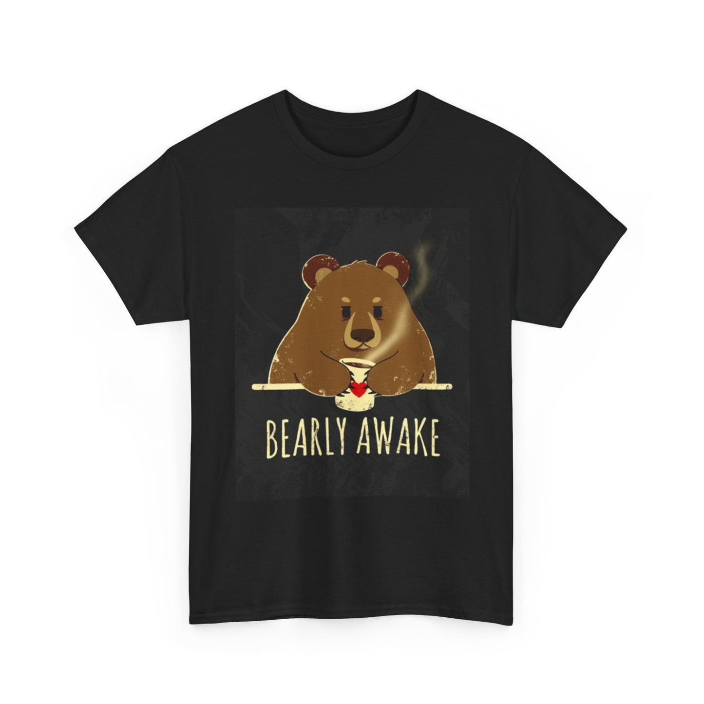 Bearly Awake T Shirt Funny Bear Love Graphic Retro Unisex Heavy Cotton Tee