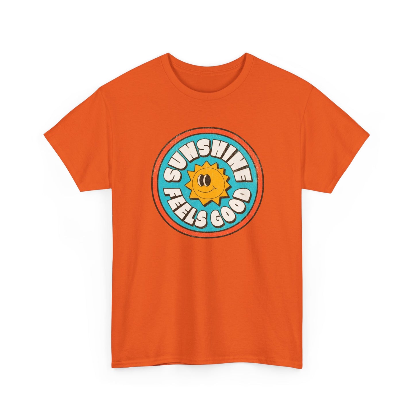 Sunshine Feels Good Graphic T Shirt Happy Smiles Unisex Heavy Cotton Tee