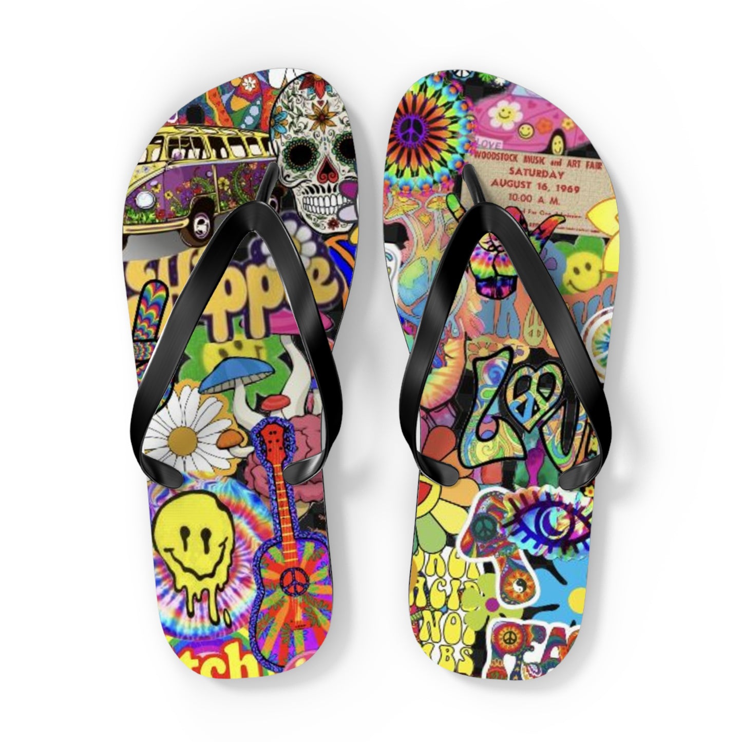 Hippy Trippy Vibes Beach Sandals, Slides for Summer, Flip Flops, Water Resistant