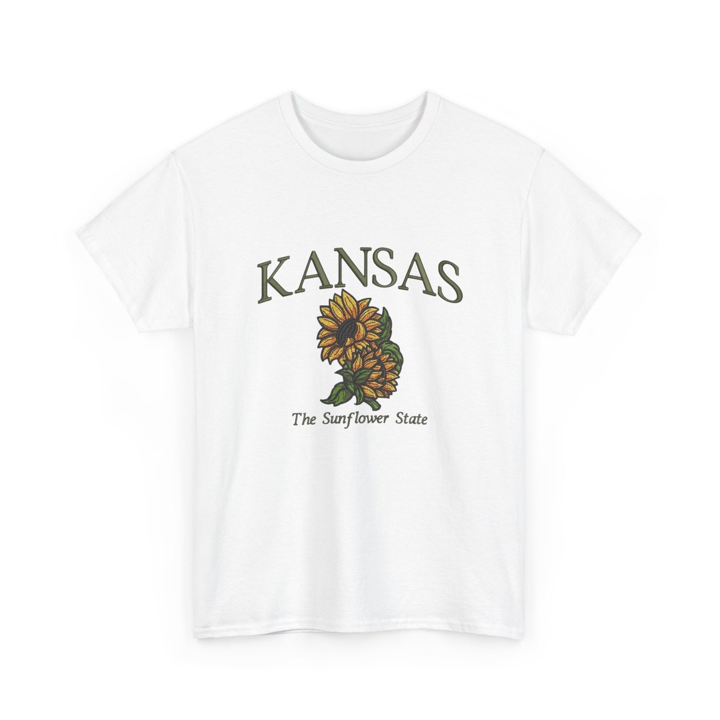 Kansas The Sunflower State Graphic T Shirt NEW Unisex Heavy Cotton Tee