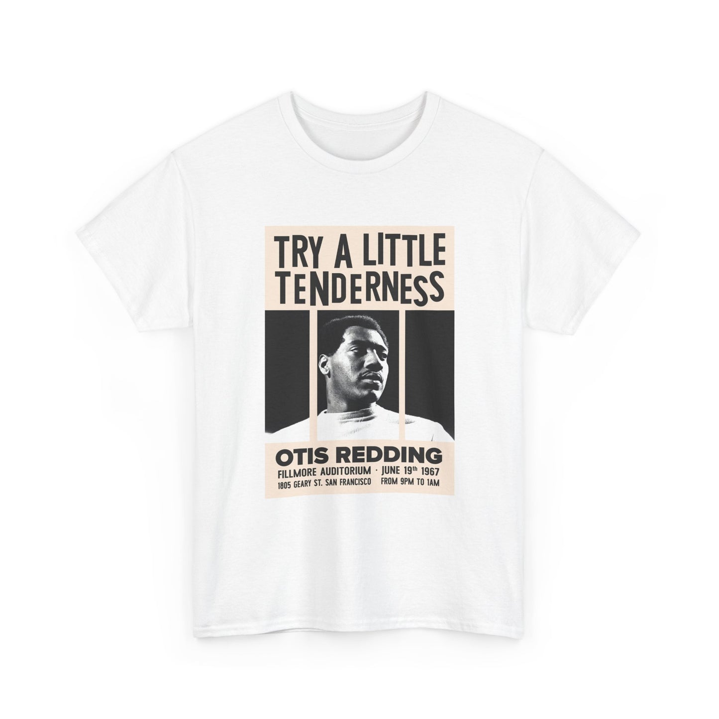 Otis Redding Tshirt Live At The Fillmore Vintage Poster Unisex Heavy Cotton Tee