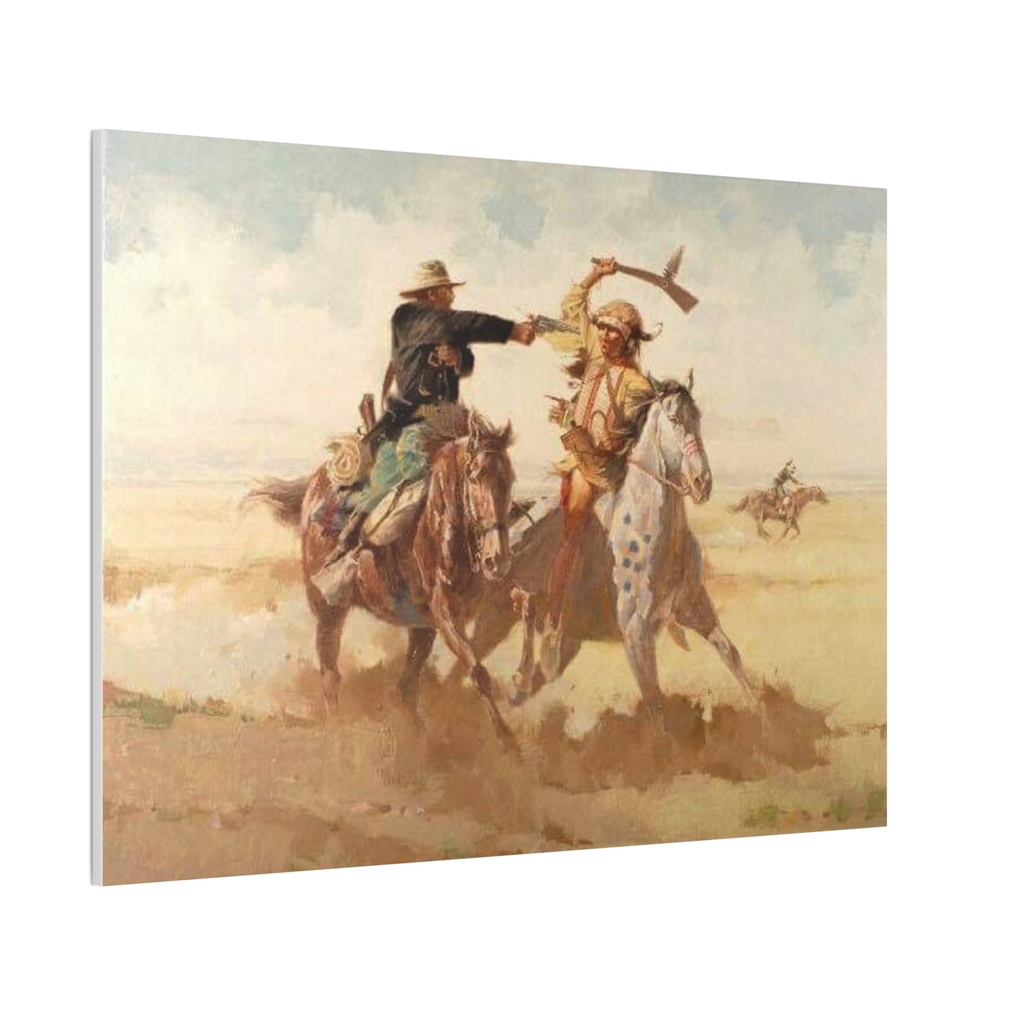 Cowboys And Indians AMERICAN History Western 40x30 Canvas Stretched, 0.75"