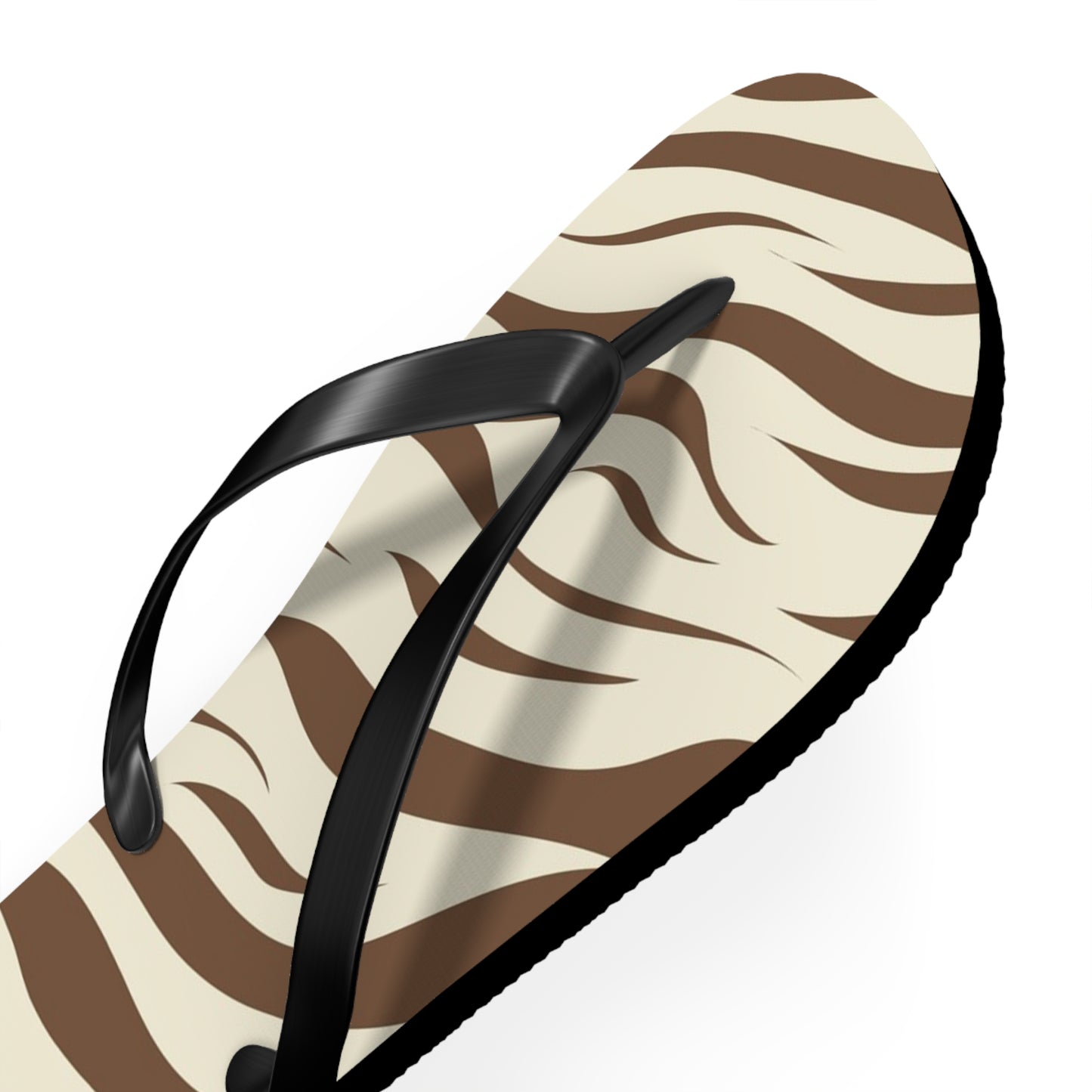 Brown Zebra Print Beach Sandals, Slides for Summer, Flip Flops, Water Resistant