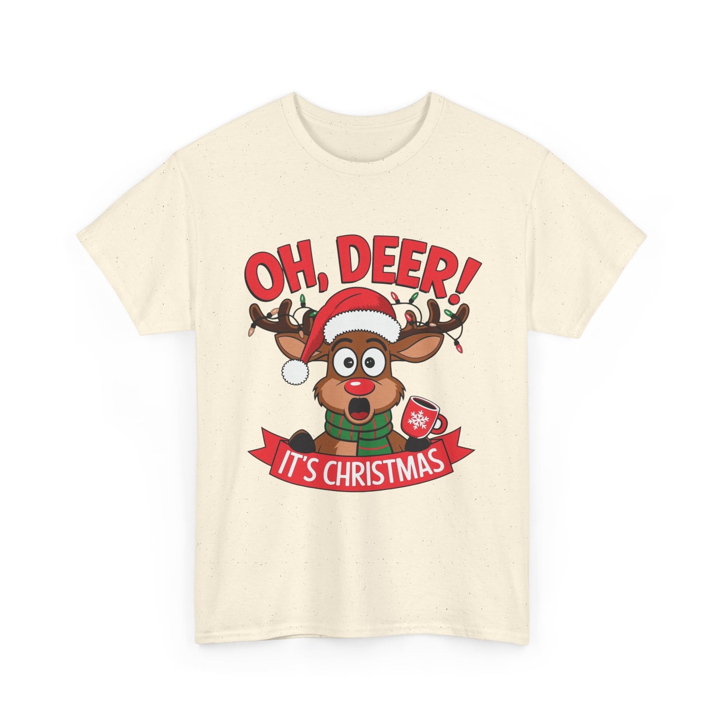 Oh Deer Its Christmas Graphic T Shirt NEW Unisex Heavy Cotton Tee