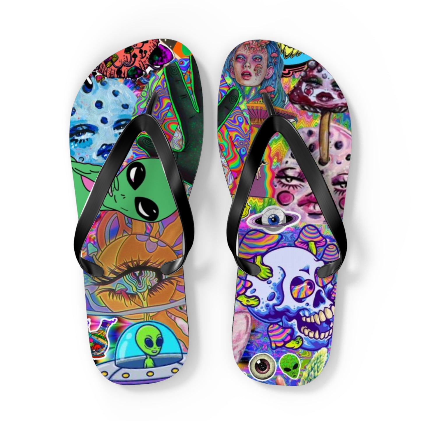 Alien Graphic Flip Flops, Sandals Slides, Summer Footwear, Brand New