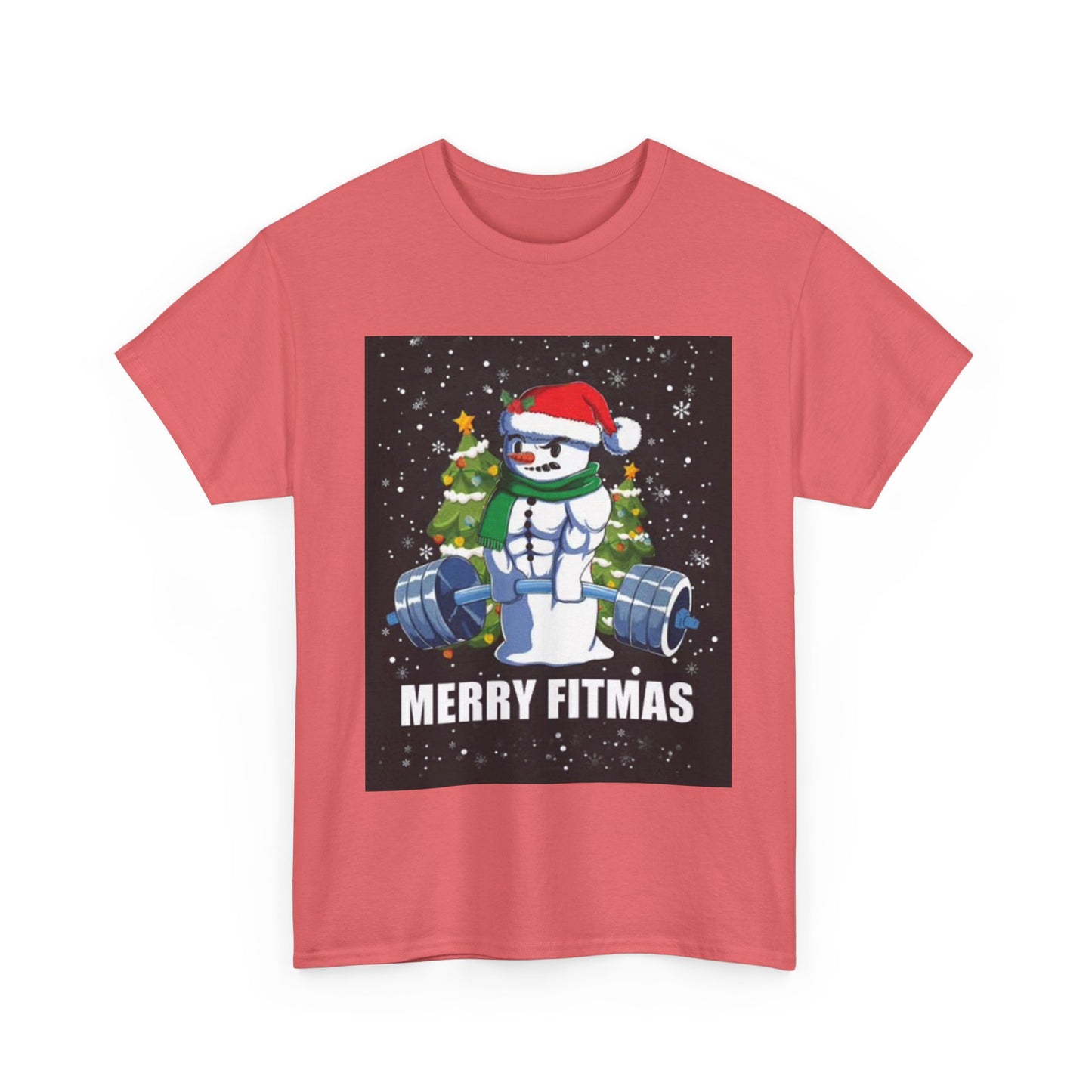 Merry Fitmas Shirt Funny Gym Snowman Christmas Gym Unisex Heavy Cotton Tee